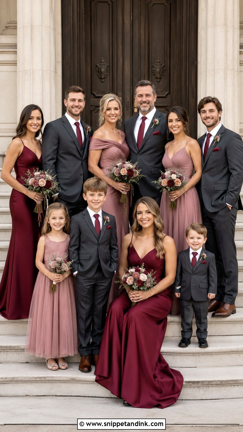 Burgundy Family Wedding Attire - Snippet and Ink - 20 Family Wedding Attire Ideas