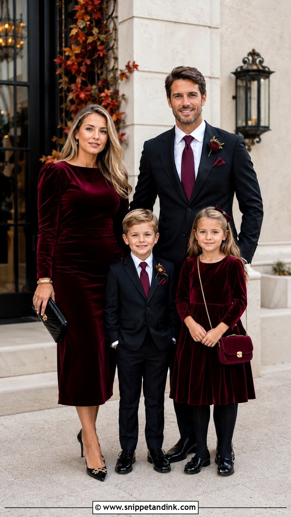 Burgundy Family Wedding Outfit - Snippet and Ink - 25 Matching Family Outfits for Wedding