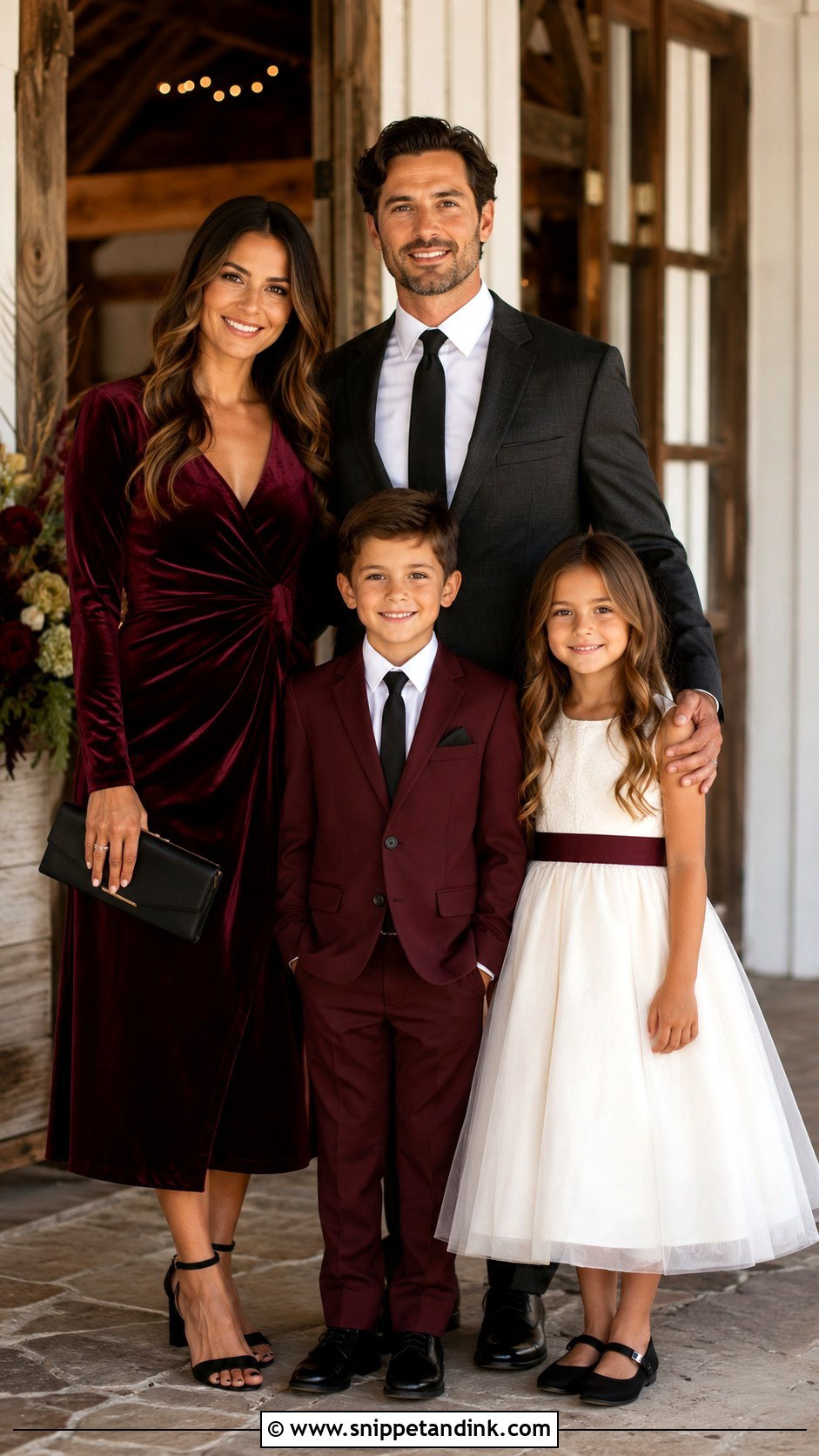 Burgundy Family Wedding Outfit - Snippet and Ink - 25 Family Outfits for Wedding