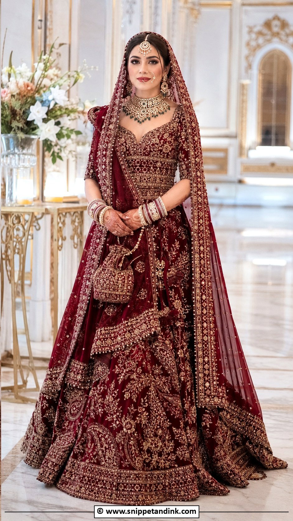 Burgundy Farshi Lehenga Barat Dress - Snippet and Ink - 30 Barat Dress Ideas