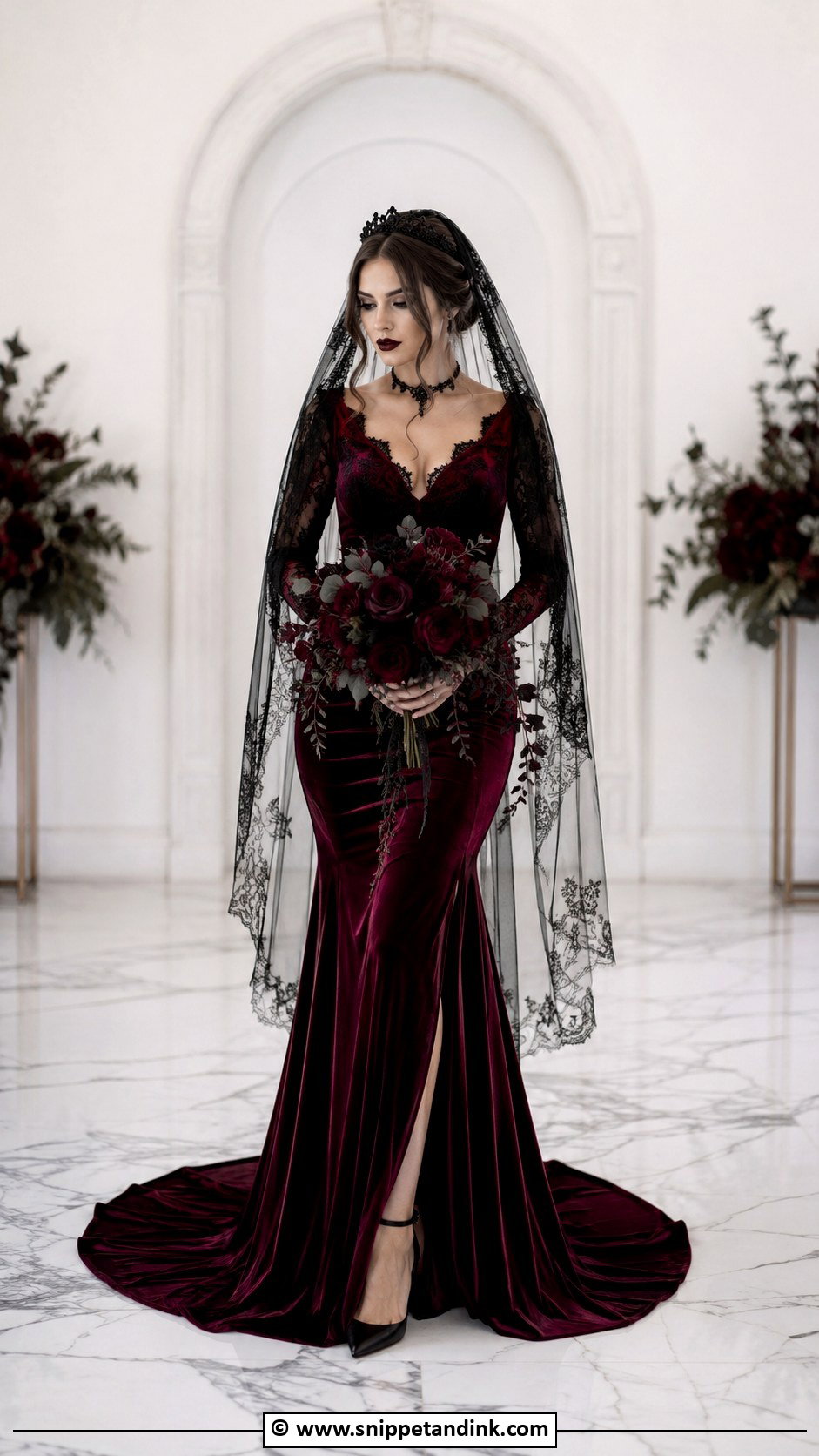 Burgundy Goth Wedding Dress - Snippet and Ink - 30 Goth Wedding Dress Ideas