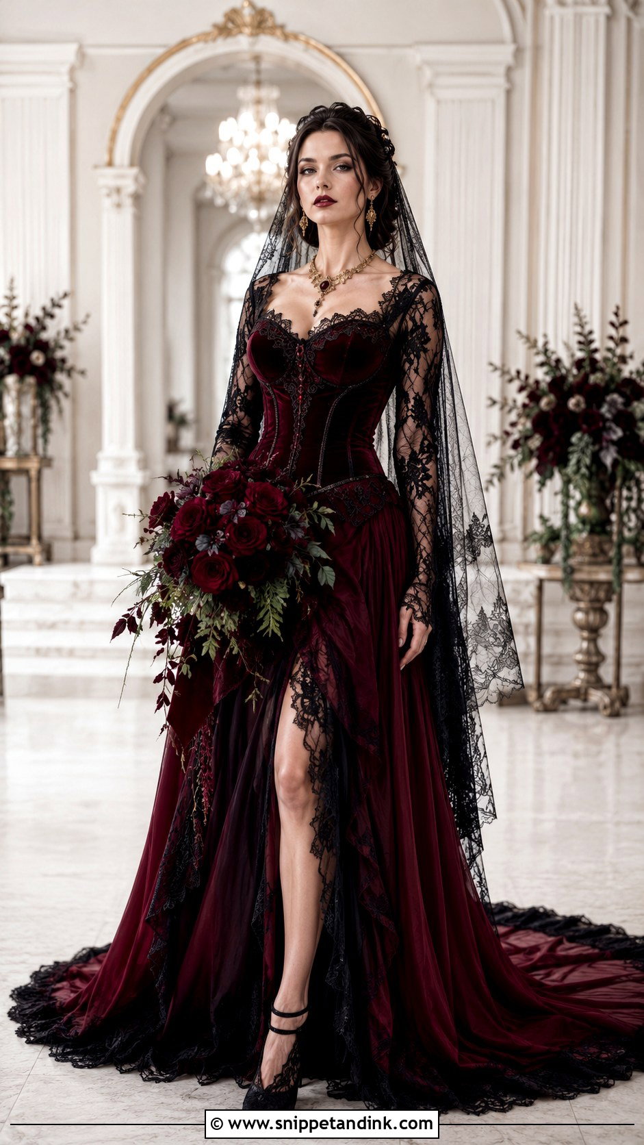 Burgundy Gothic Wedding Dress - Snippet and Ink - 25 Vintage Gothic Wedding Dress Ideas