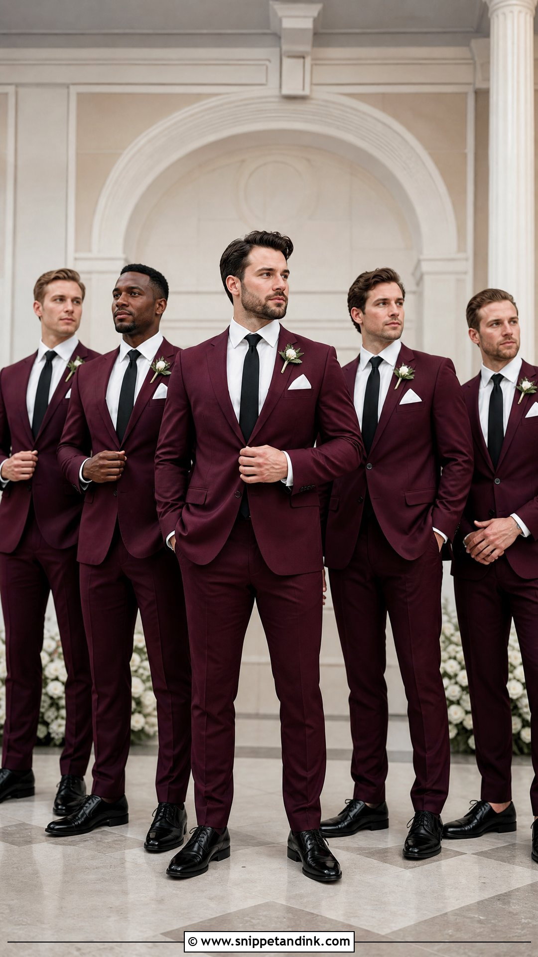 Burgundy Groomsman Suit - Snippet and Ink - 25 Groomsman Attire Ideas