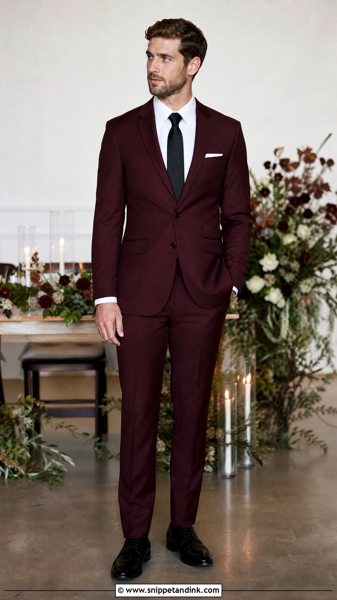 Burgundy Groomsman Suit - Snippet and Ink - 25 Groomsman Outfits