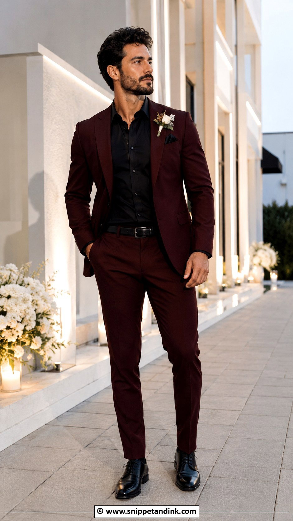 Burgundy Hochzeitsanzug With Black Shirt - Snippet and Ink - 25 Hochzeitsanzug Ideas