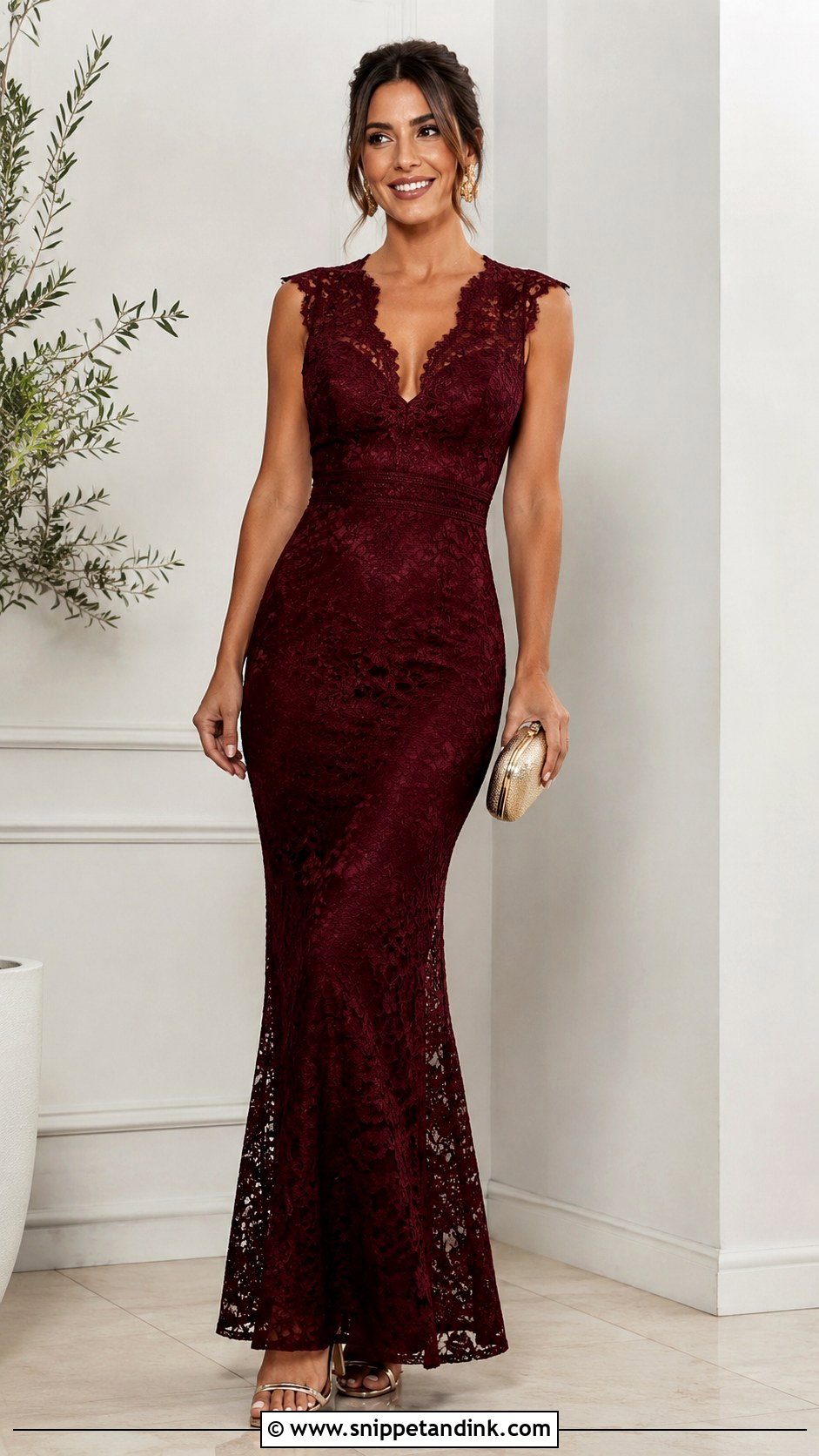 Burgundy Lace Gown - Snippet and Ink - 25 Beautiful Lace Gown Styles