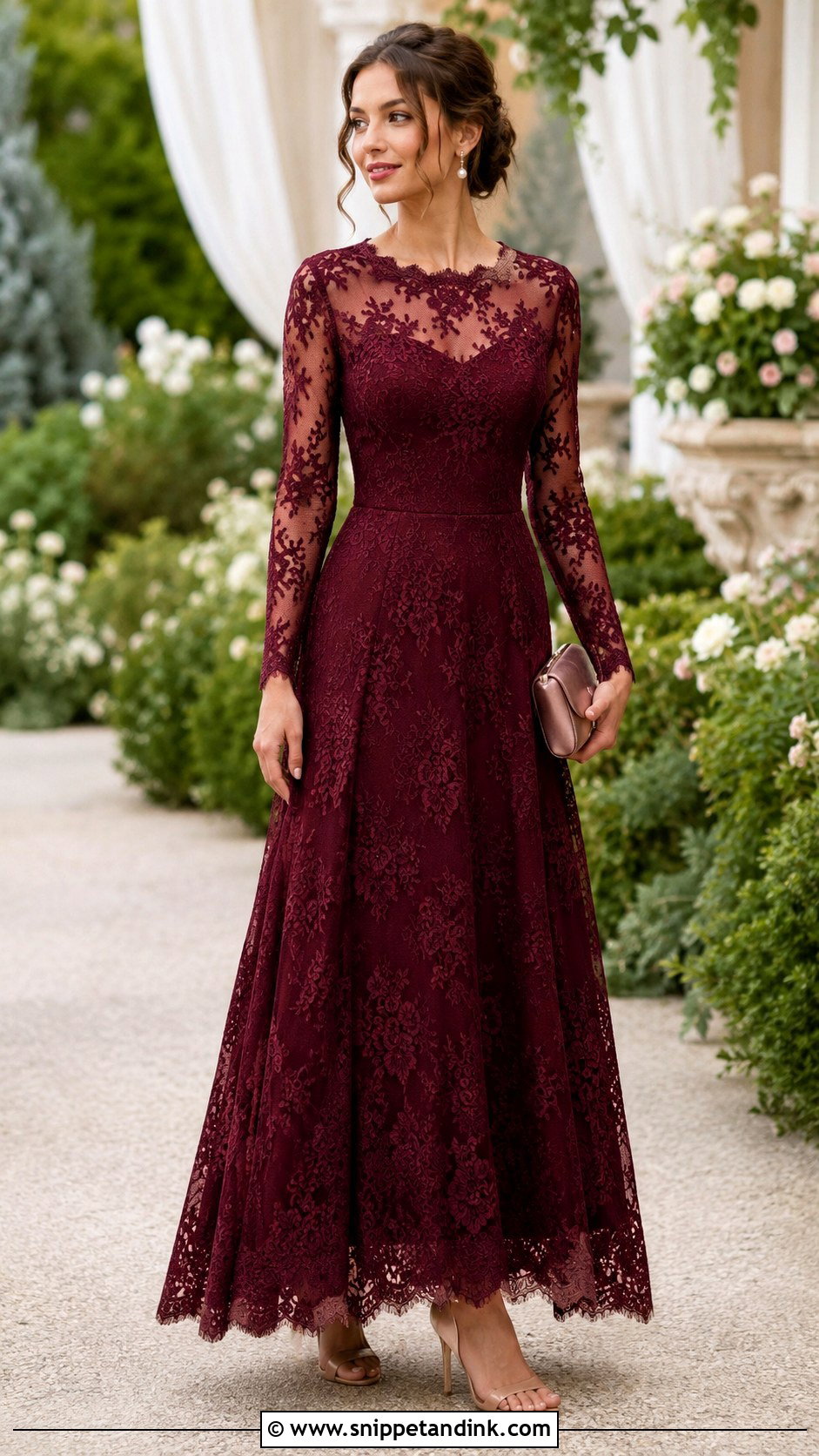 Burgundy Lace Wedding Dress Outfit - Snippet and Ink - 30 Burgundy Wedding Dress Ideas