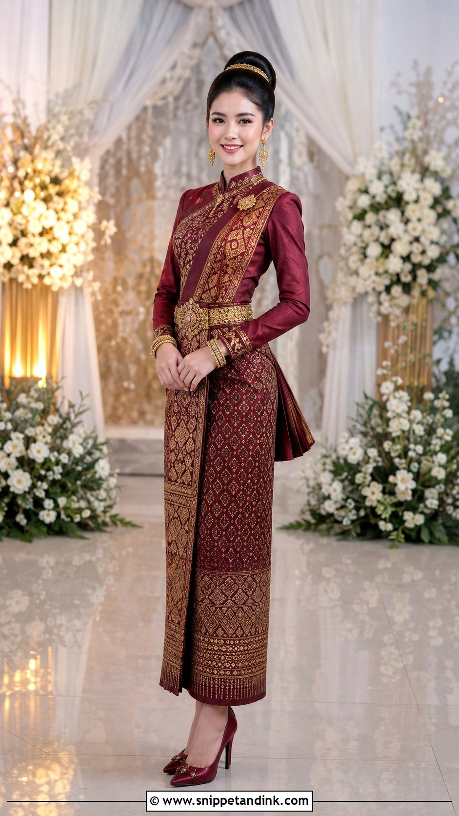 Burgundy Lao Wedding Dress - Snippet and Ink - 20 Lao Wedding Dress Ideas