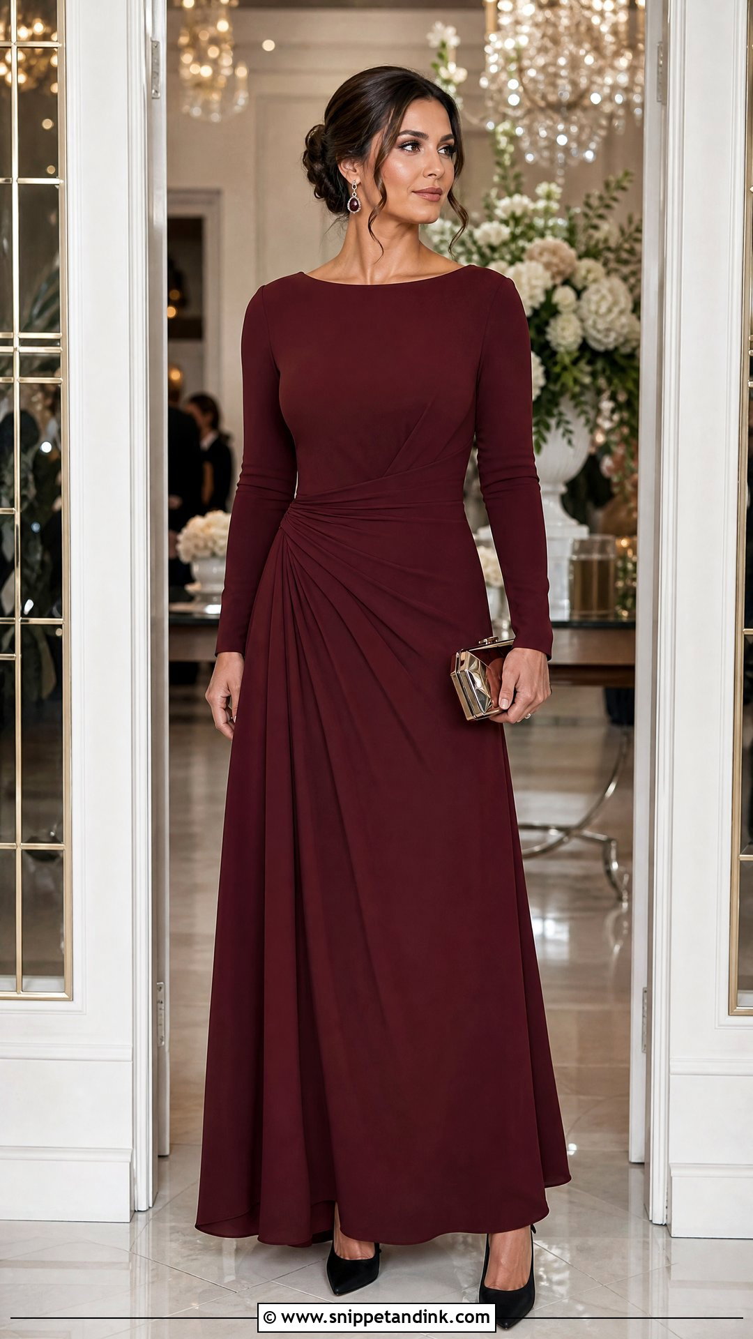 Burgundy Long Sleeve Sister of the Bride Dress - Snippet and Ink - 20 Unique Sister of the Bride Dress Ideas