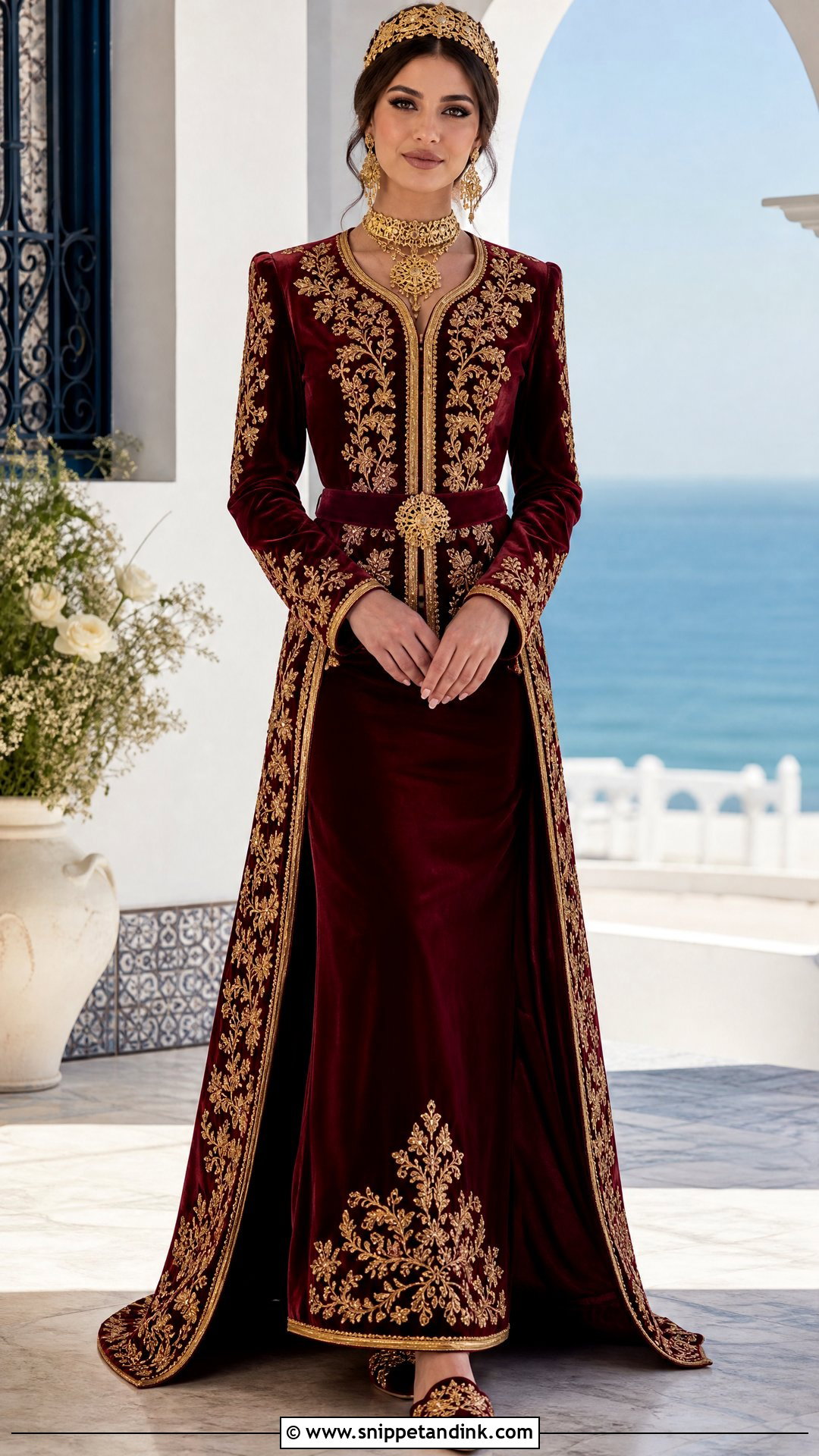 Burgundy Mahdia Keswa Wedding Dress - Snippet and Ink - 20 Tunisian Wedding Dress Ideas
