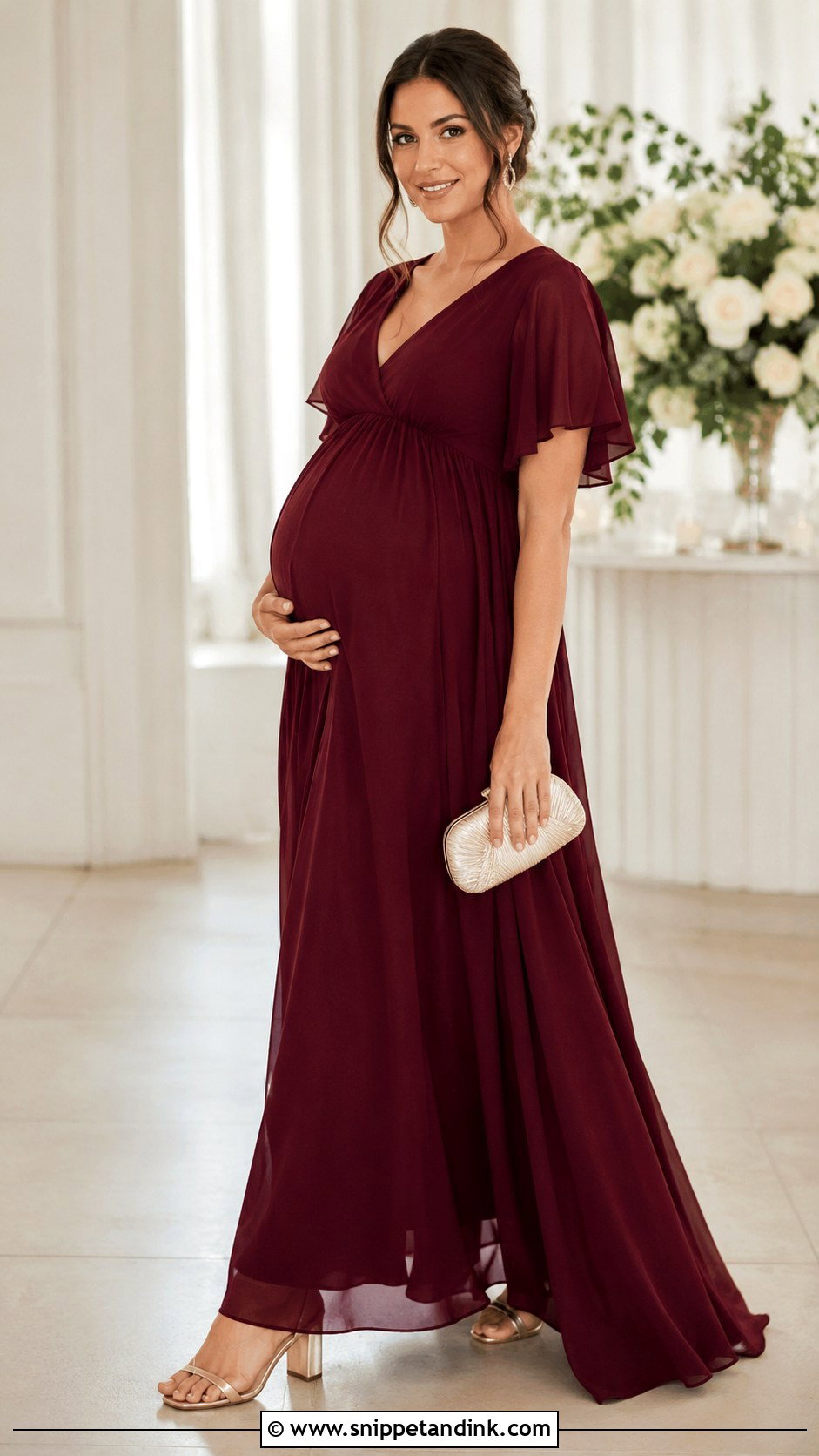 Burgundy Maternity Wedding Dress Outfit - Snippet and Ink - 30 Burgundy Wedding Dress Ideas