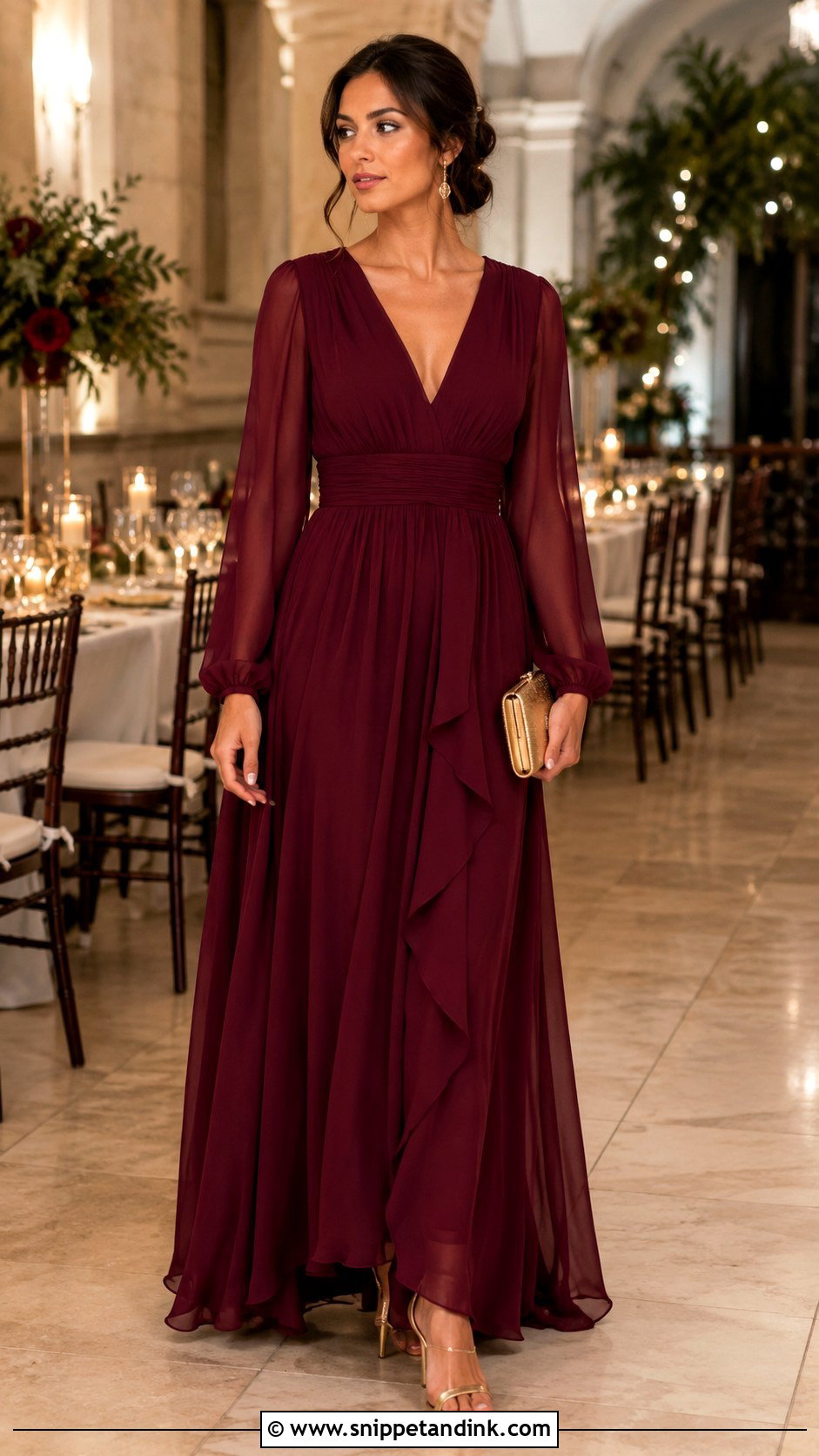 Burgundy Maxi Dress Wedding Outfit - Snippet and Ink - 25 Siders Wedding Outfits