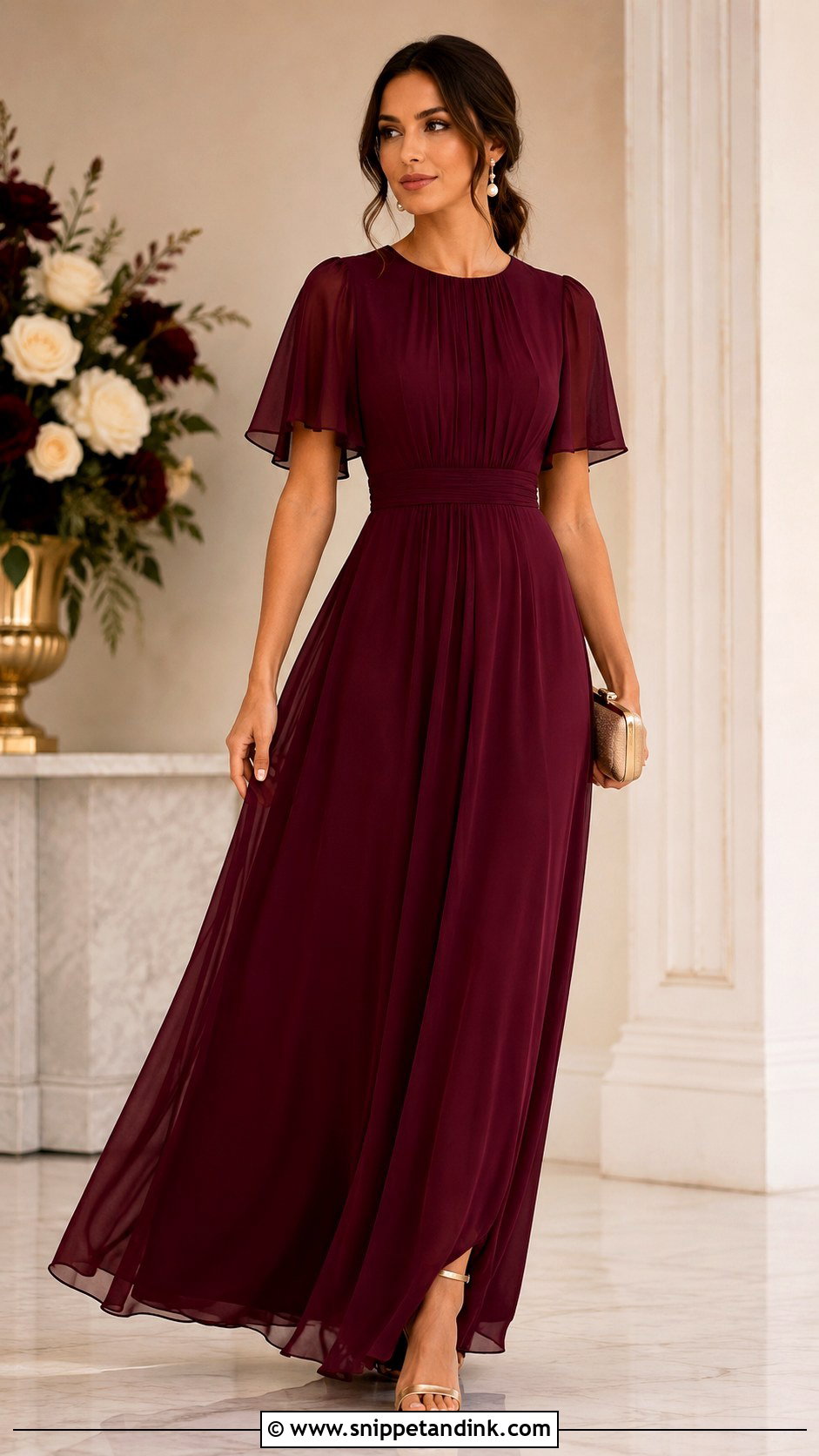 Burgundy Maxi Wedding Guest Dress - Snippet and Ink - 25 November Wedding Dress Ideas