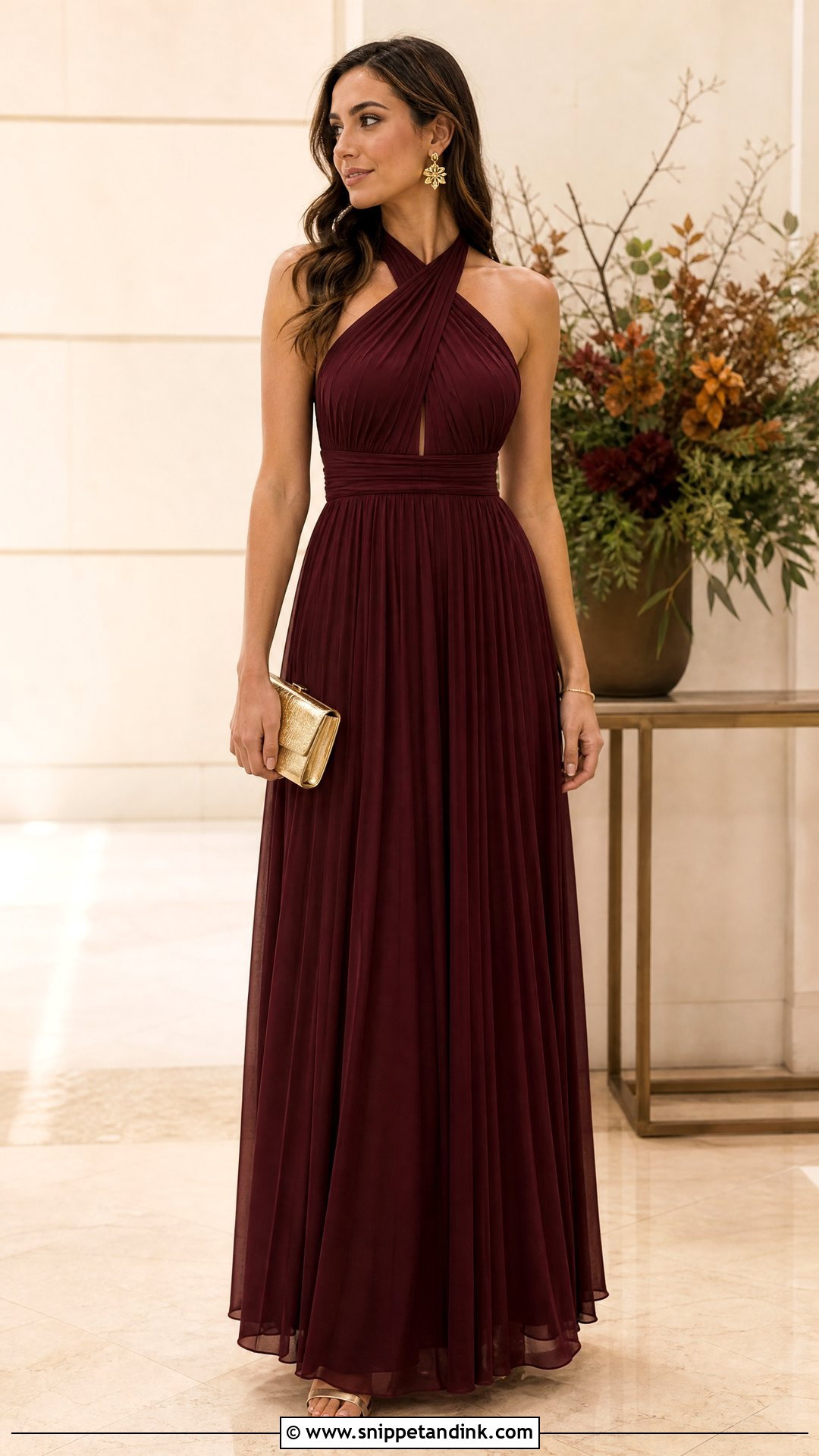 Burgundy Maxi Wedding Party Dress - Snippet and Ink - 20 Wedding Party Wear Dresses