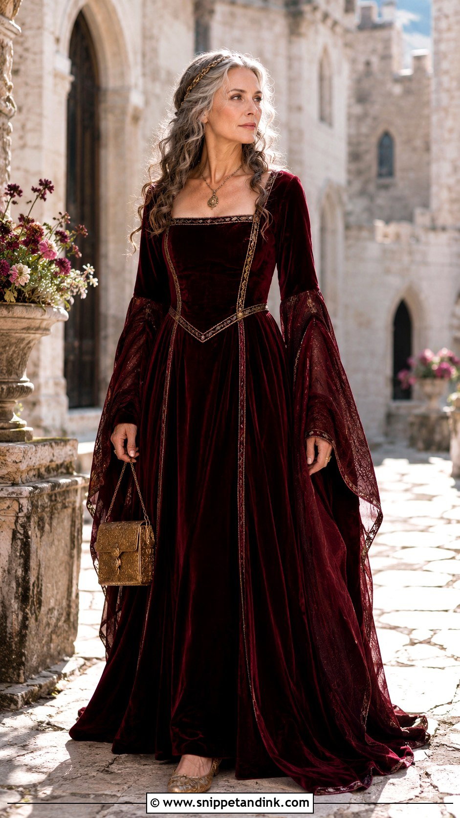 Burgundy Medieval Fairy Gown - Snippet and Ink - 20 Fairy Tail Gown Ideas