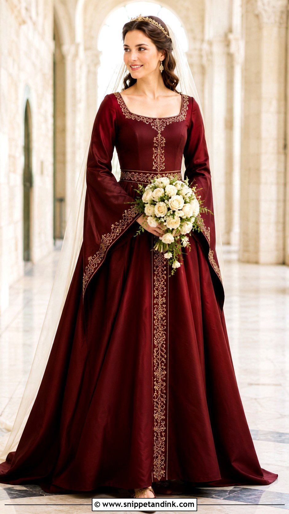 Burgundy Medieval Wedding Dress - Snippet and Ink - 20 Medieval Wedding Dresses