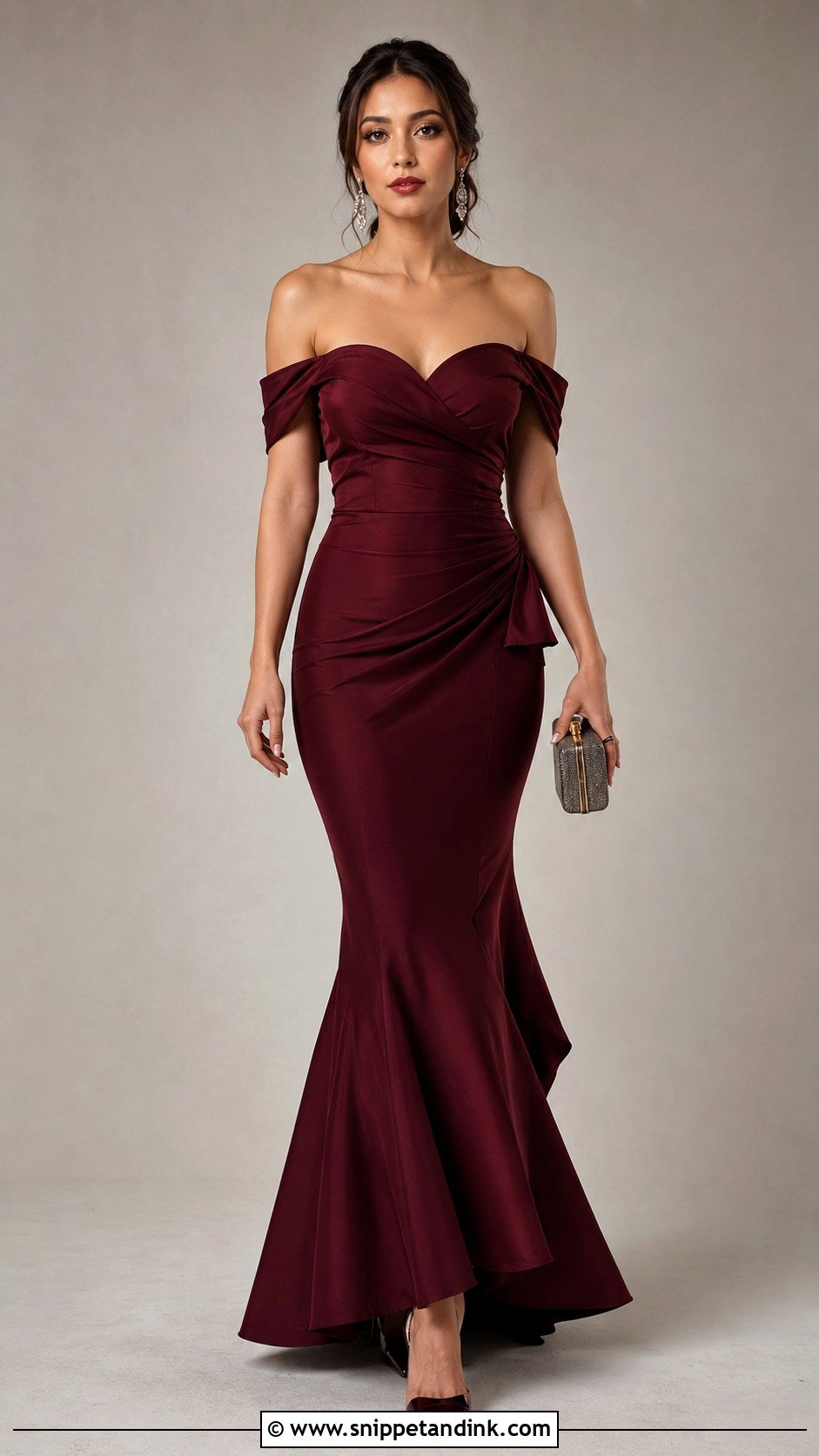 Burgundy Mermaid Wedding Dress Outfit - Snippet and Ink - 30 Burgundy Wedding Dress Ideas