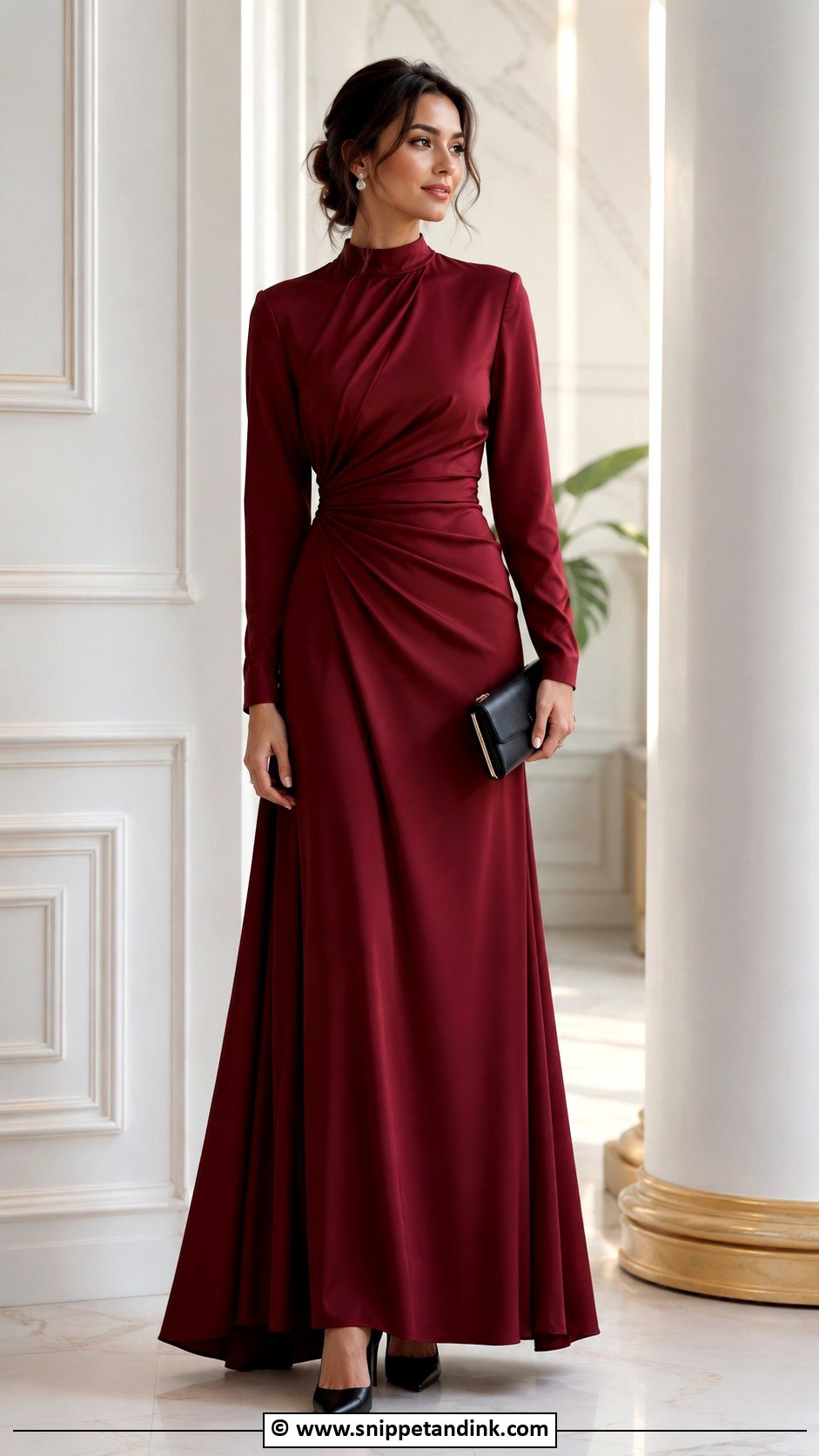 Burgundy Modest Gown With Closed Toe Heels - Snippet and Ink - 25 Burgundy Gown Ideas