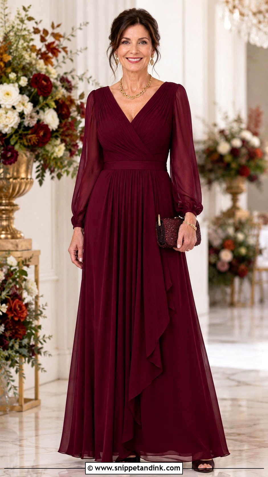Burgundy Mother Of The Bride Gown - Snippet and Ink - 25 Brides Mom Ideas