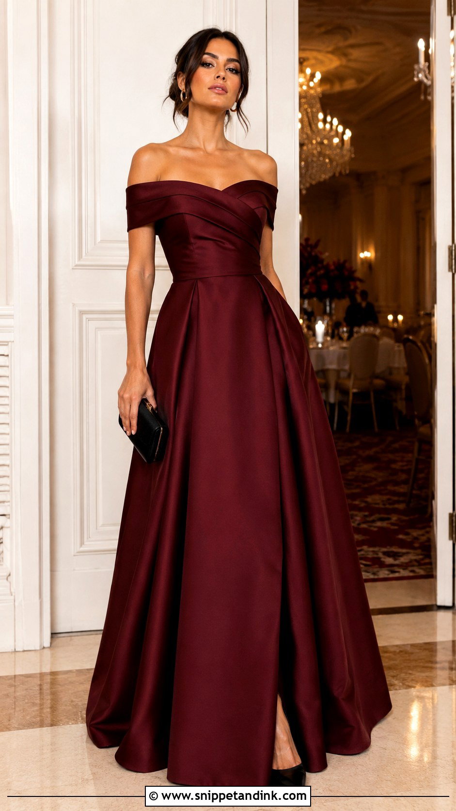Burgundy Off Shoulder Wedding Party Gown - Snippet and Ink - 20 Gown for Wedding Party Ideas