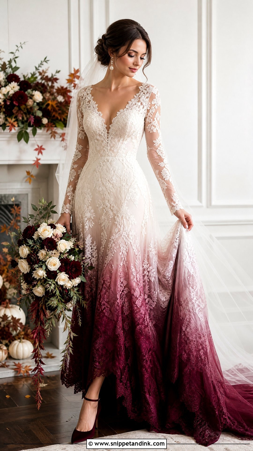 Burgundy Ombre Wedding Dress - Snippet and Ink - 25 Ombre Wedding Dress Ideas