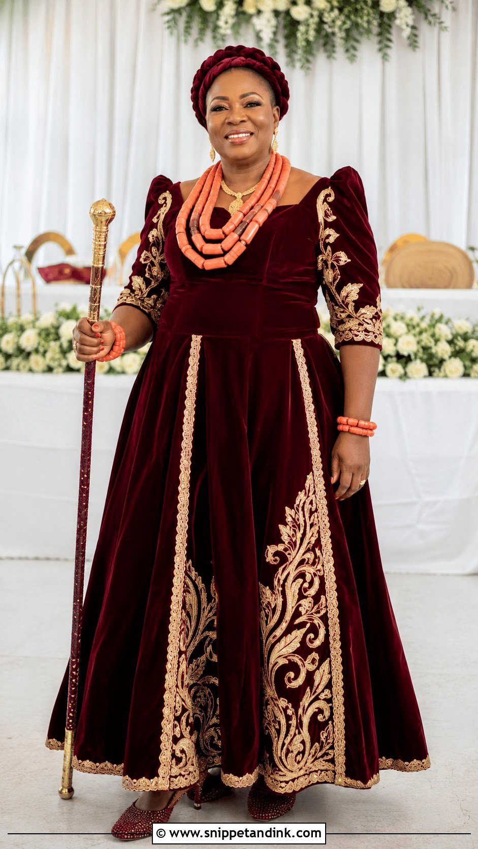 Burgundy Onyonyo Calabar Attire - Snippet and Ink - 20 Calabar Traditional Attire Ideas