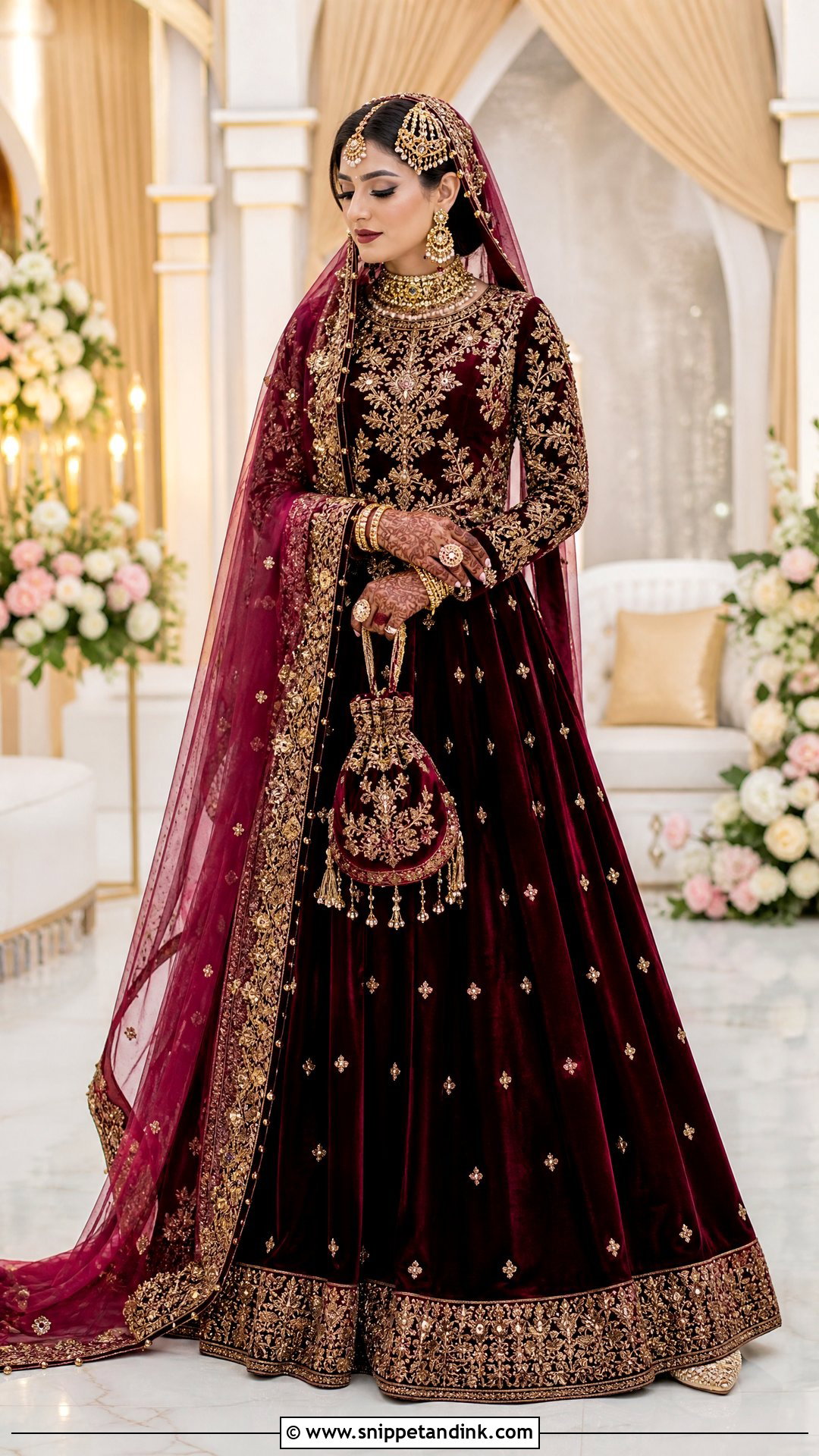 Burgundy Pakistani Bridal Gown - Snippet and Ink - 20 Pakistani Bridal Gowns
