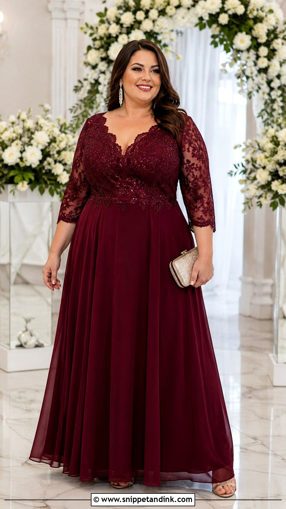 Burgundy Plus Size Wedding Dress Outfit - Snippet and Ink - 30 Burgundy Wedding Dress Ideas