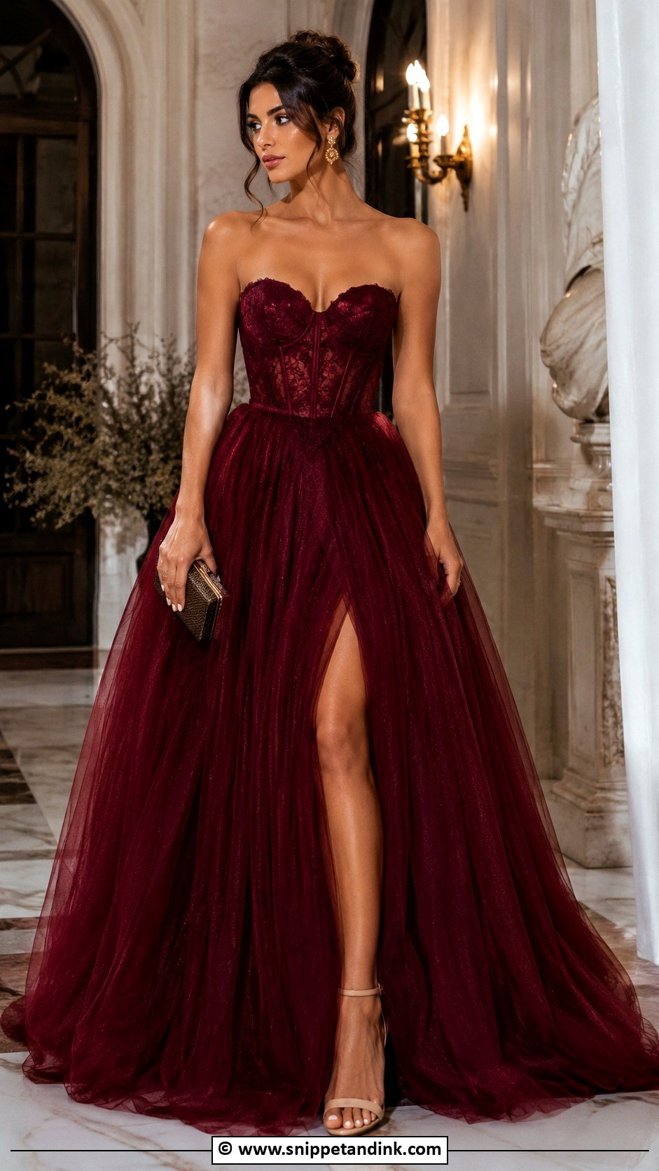 Burgundy Princess Gown - Snippet and Ink - 35 Princess Gown Ideas