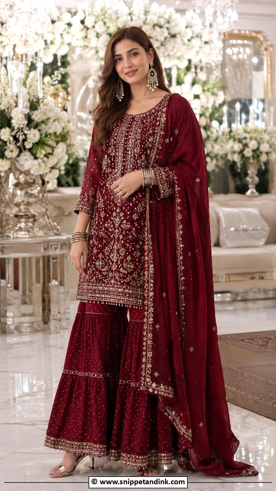 Burgundy Punjabi Heavy Work Suit - Snippet and Ink - 30 Punjabi Wedding Suit Ideas