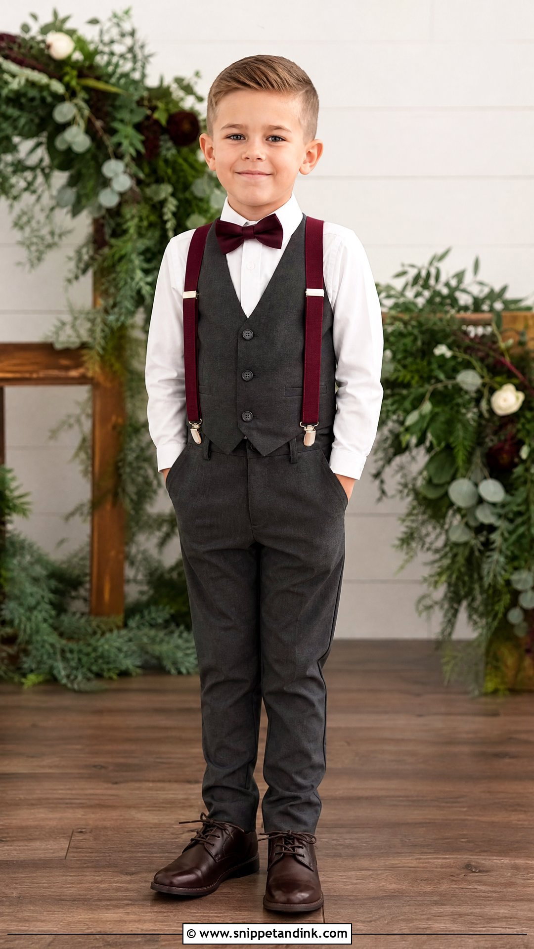 Burgundy Ring Bearer Suspenders Outfit - Snippet and Ink - 20 Ring Bearer Suspenders Outfit Ideas
