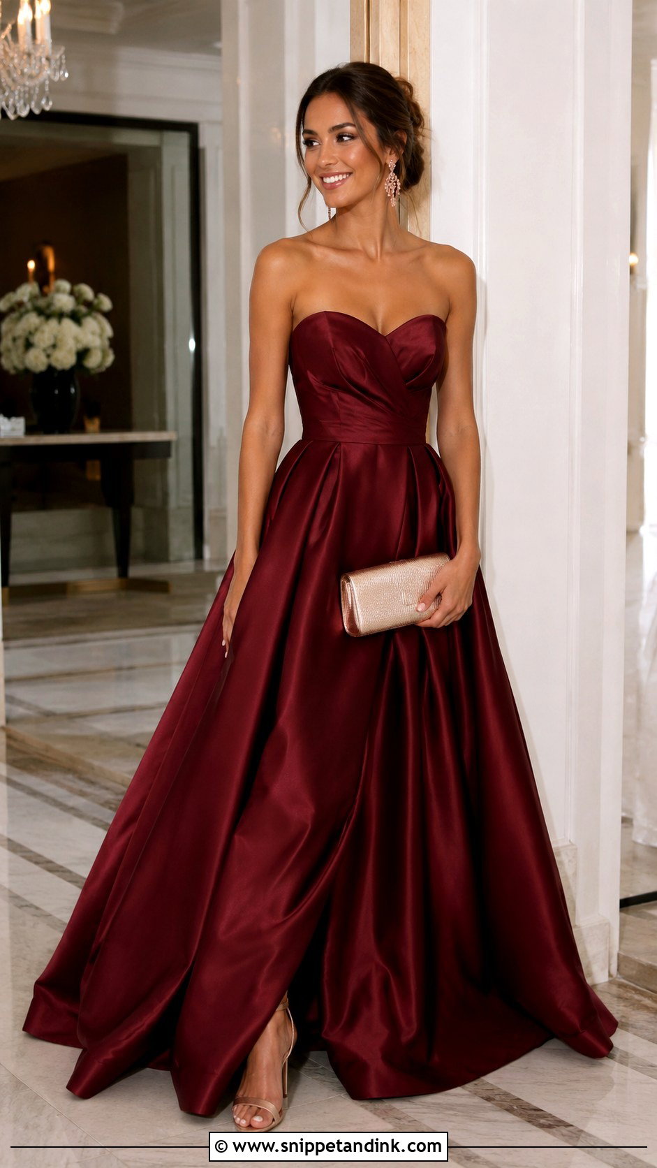Burgundy Satin Ball Gown - Snippet and Ink - 25 Satin Ball Gown Ideas