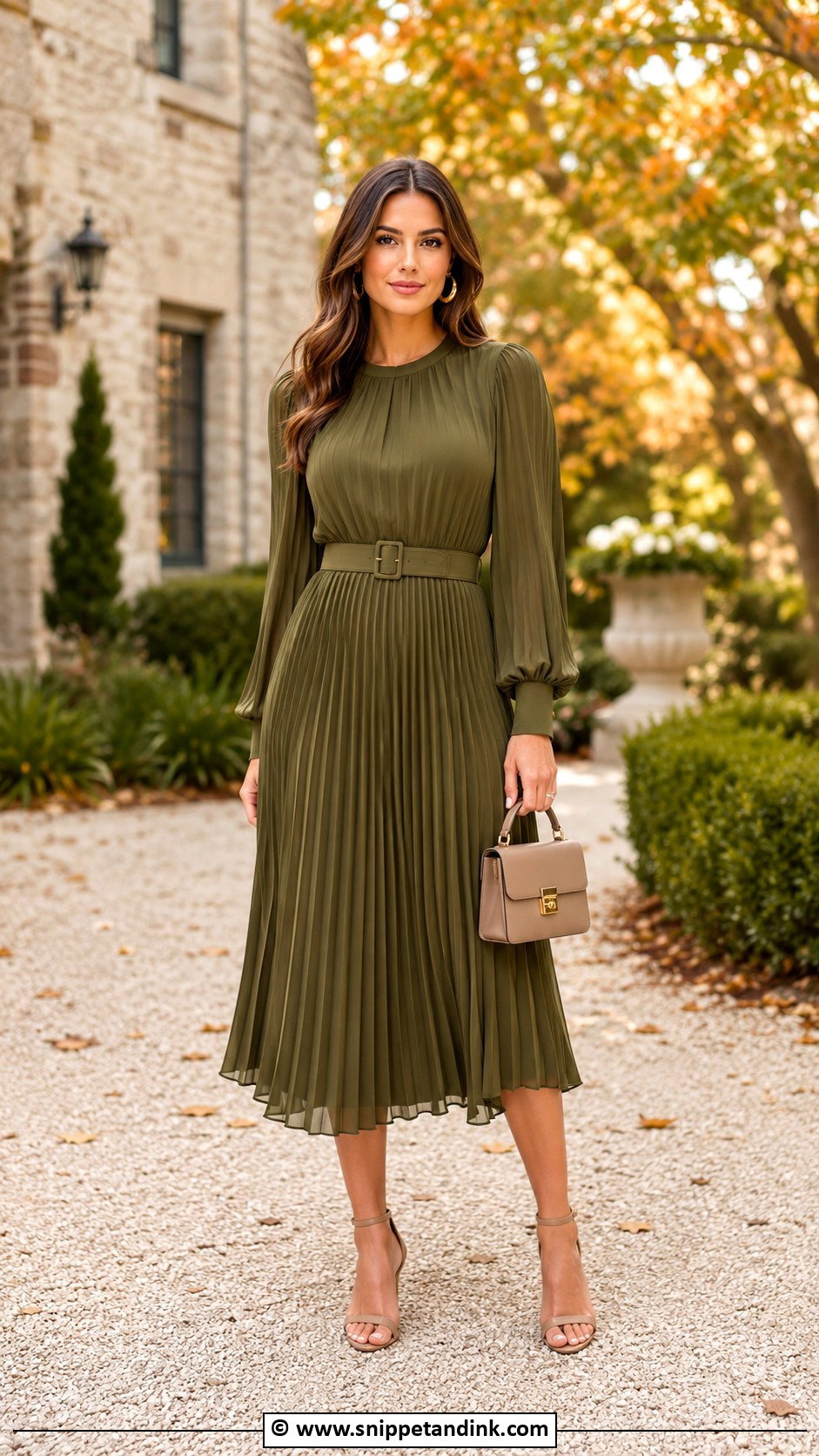 Burgundy Satin Midi Dress Outfit - Snippet and Ink - 30 Autumn Wedding Dress Ideas