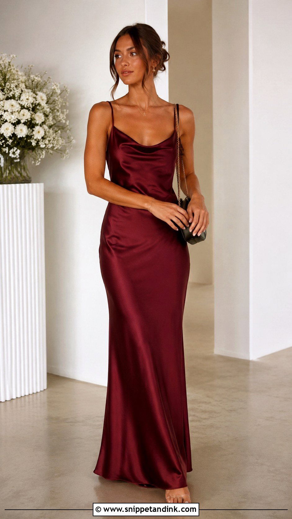Burgundy Slip Wedding Dress Outfit - Snippet and Ink - 30 Burgundy Wedding Dress Ideas