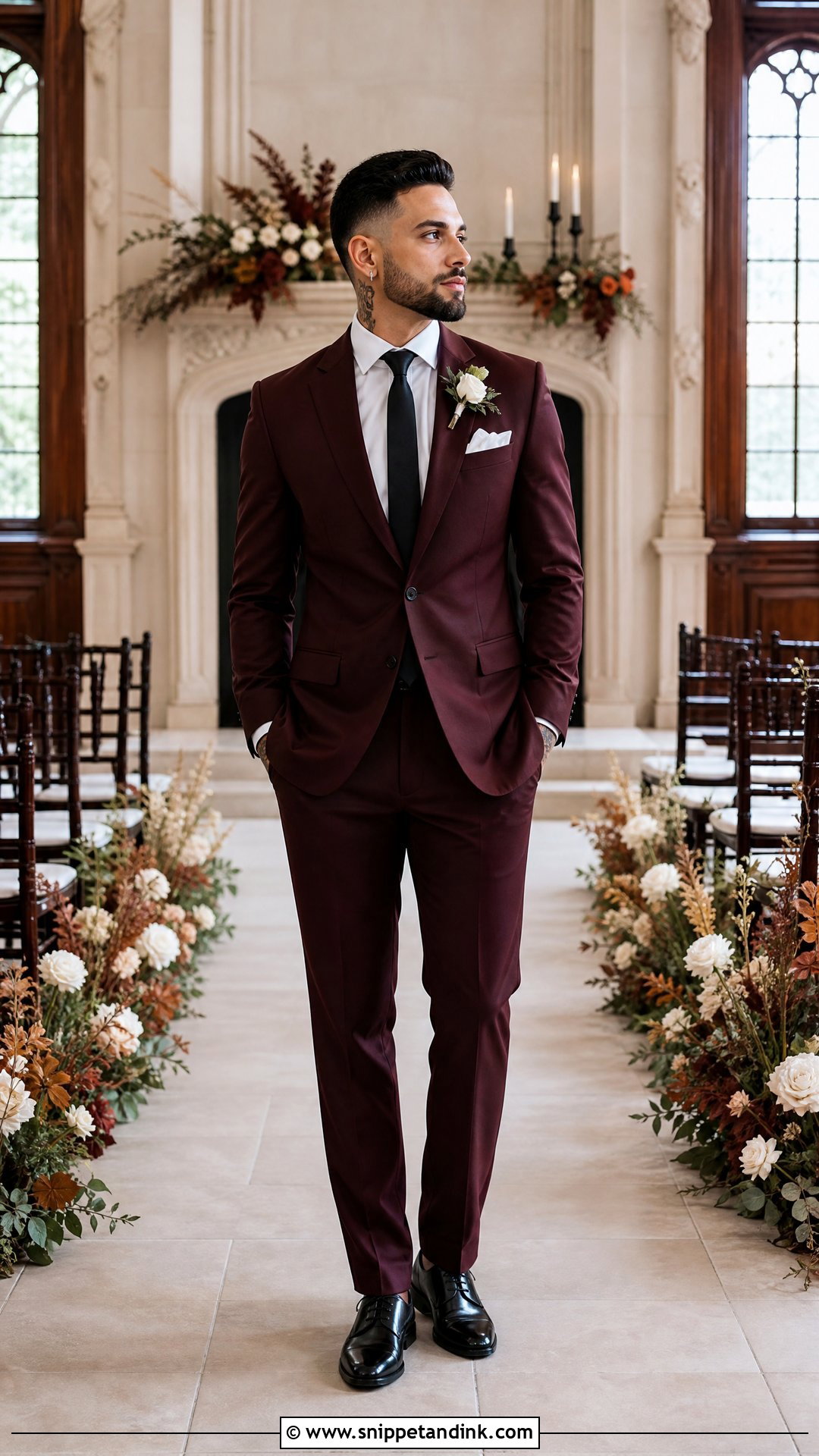 Burgundy Suit Bride Outfit - Snippet and Ink - 25 Masc Bride Wedding Outfits