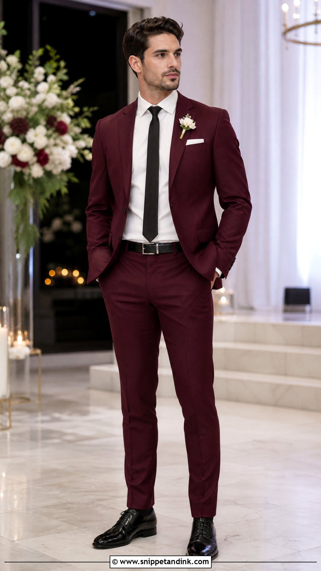Burgundy Suit Wedding Usher Outfit - Snippet and Ink - 20 Usher Wedding Outfits