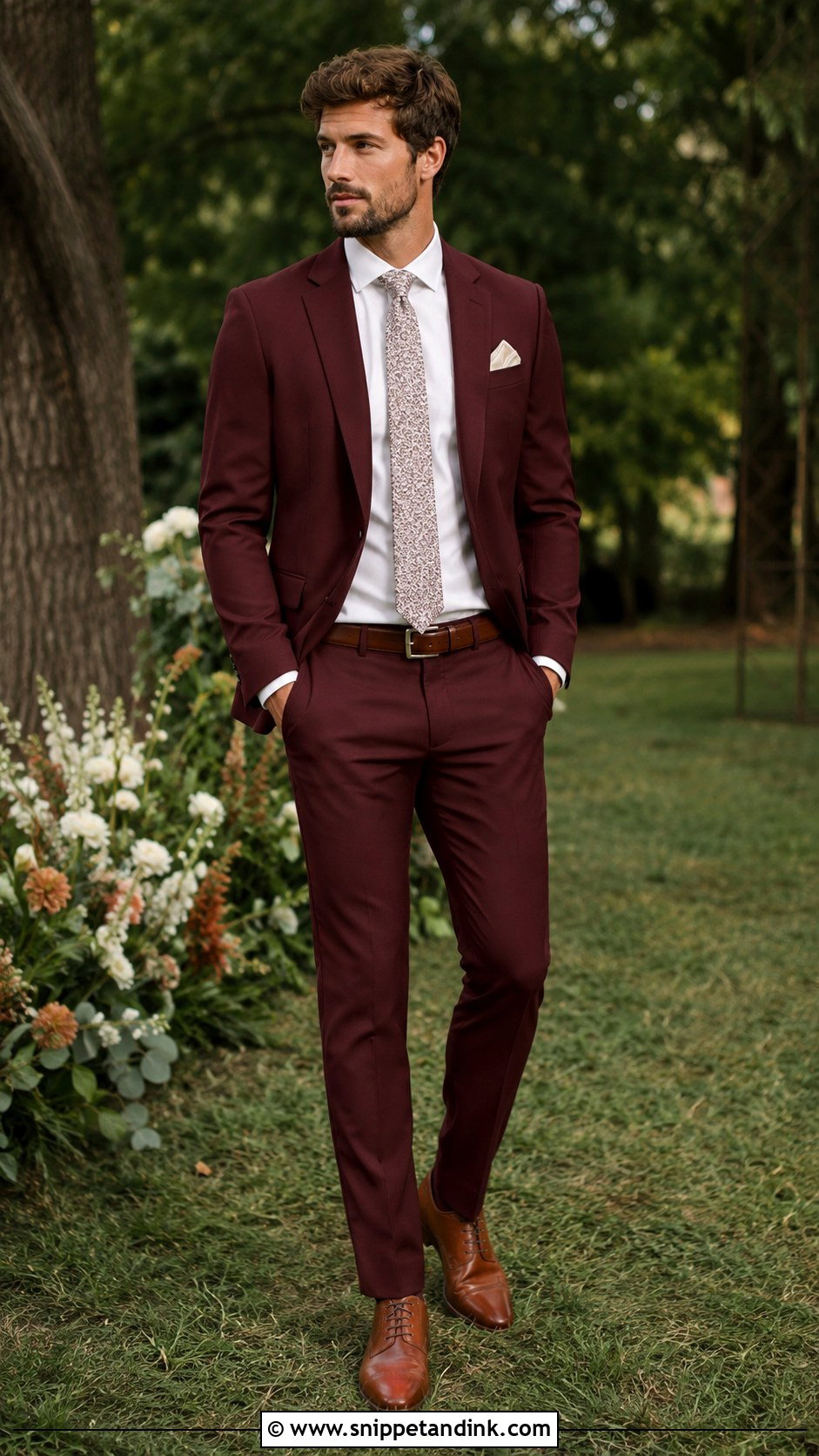 Burgundy Suit With Navy Tie - Snippet and Ink - 25 Burgundy Suit Wedding Ideas