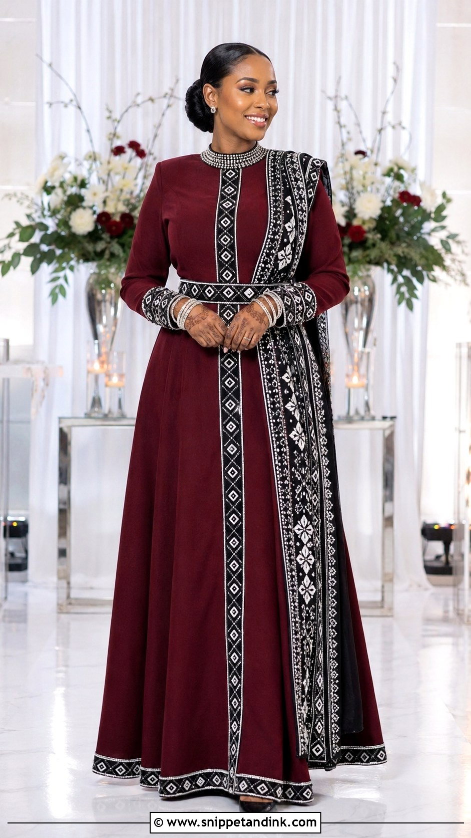 Burgundy Swati Long Sleeve Wedding Dress - Snippet and Ink - 20 Swati Wedding Dresses