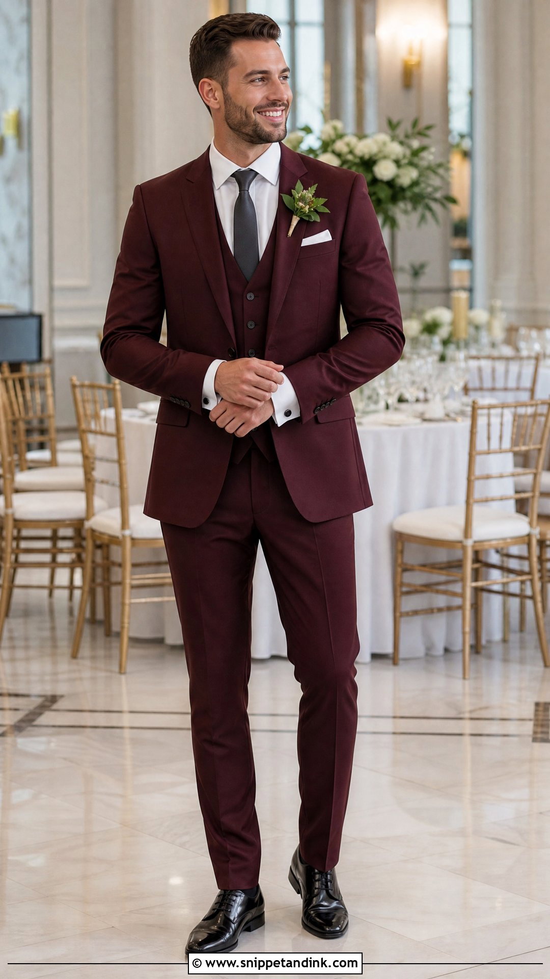 Burgundy Three Piece Wedding Suit - Snippet and Ink - 20 Three Piece Suit Wedding Ideas