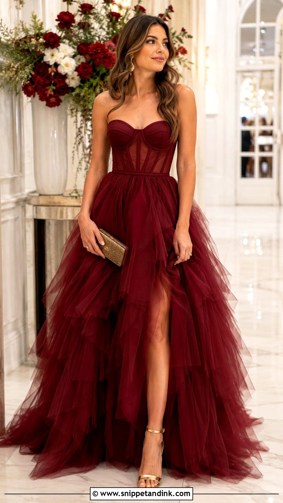 Burgundy Tulle Ballgown - Snippet and Ink - 25 Fairytale Ballgown Ideas