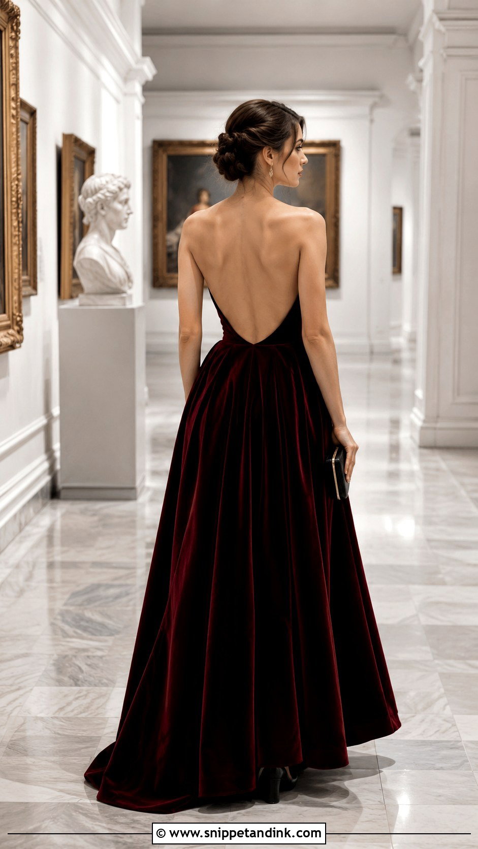 Burgundy Velvet Backless Ball Gown - Snippet and Ink - 20 Backless Ball Gown Ideas