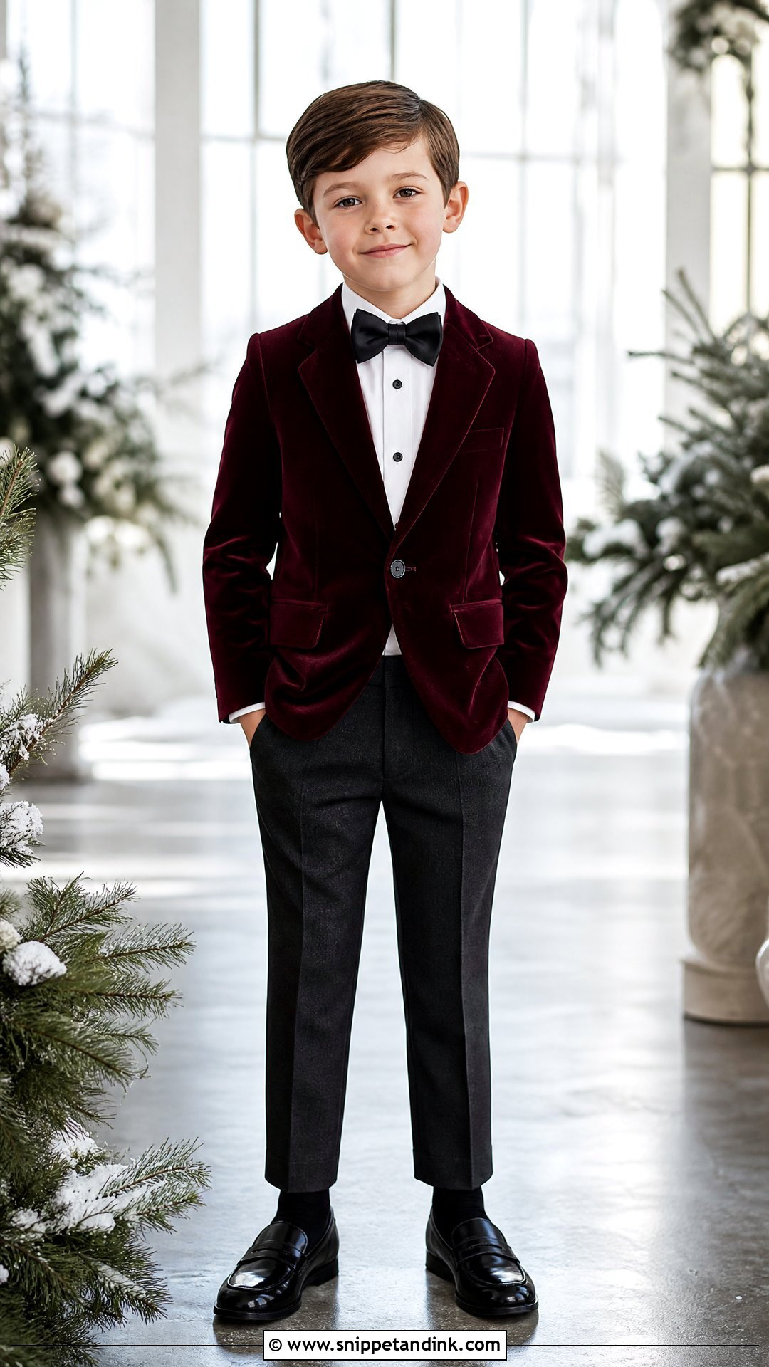 Burgundy Velvet Blazer Page Boy Outfit - Snippet and Ink - 20 Page Boys Wedding Outfits