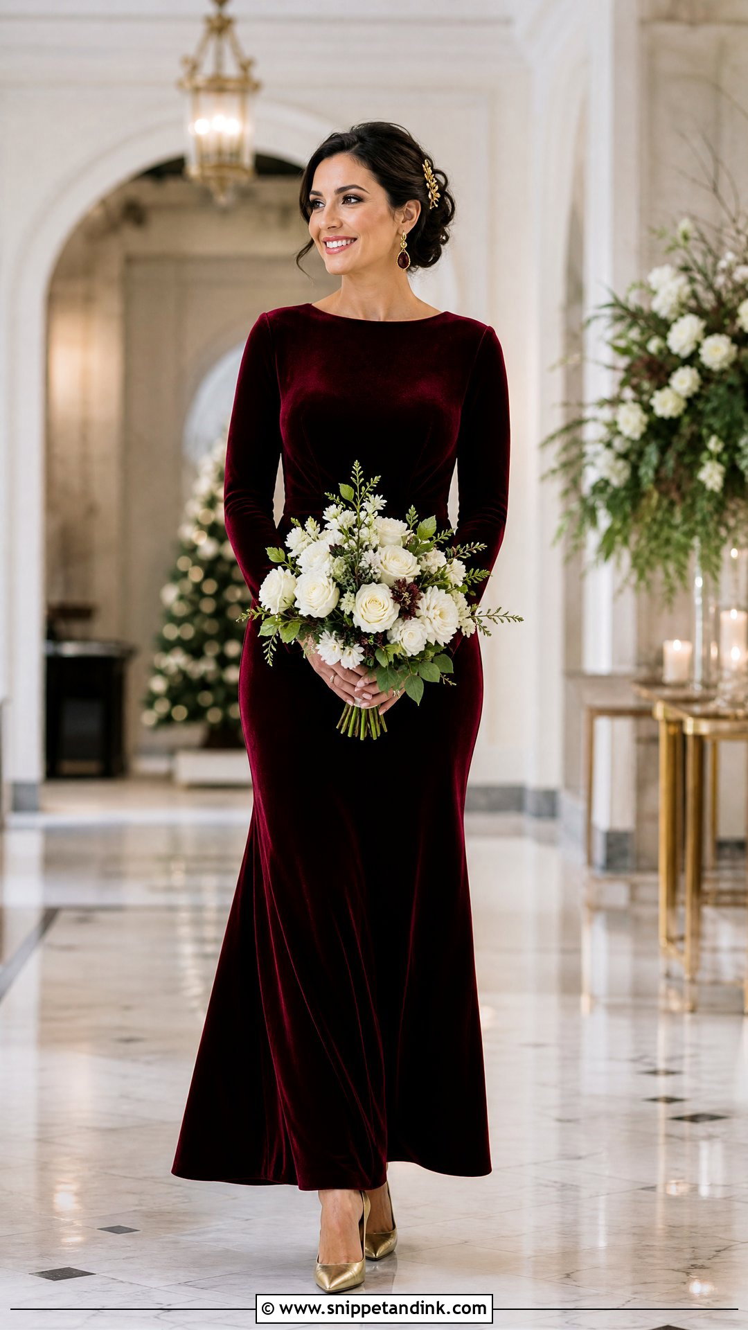 Burgundy Velvet Bridal Gown - Snippet and Ink - 20 Red Bridal Gown Ideas
