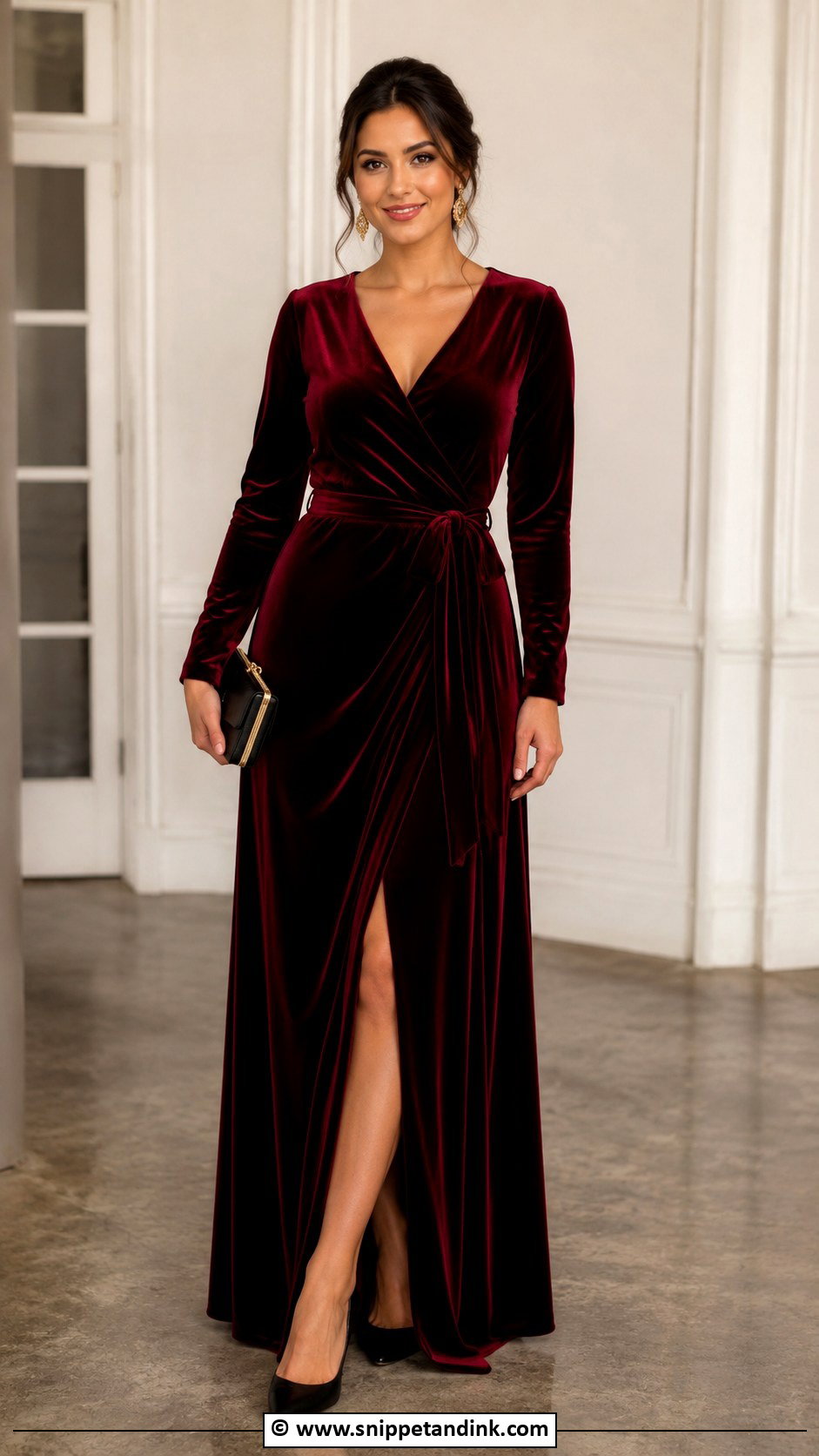 Burgundy Velvet Bridesmaid Dress - Snippet and Ink - 30 Brides Maids Dresses