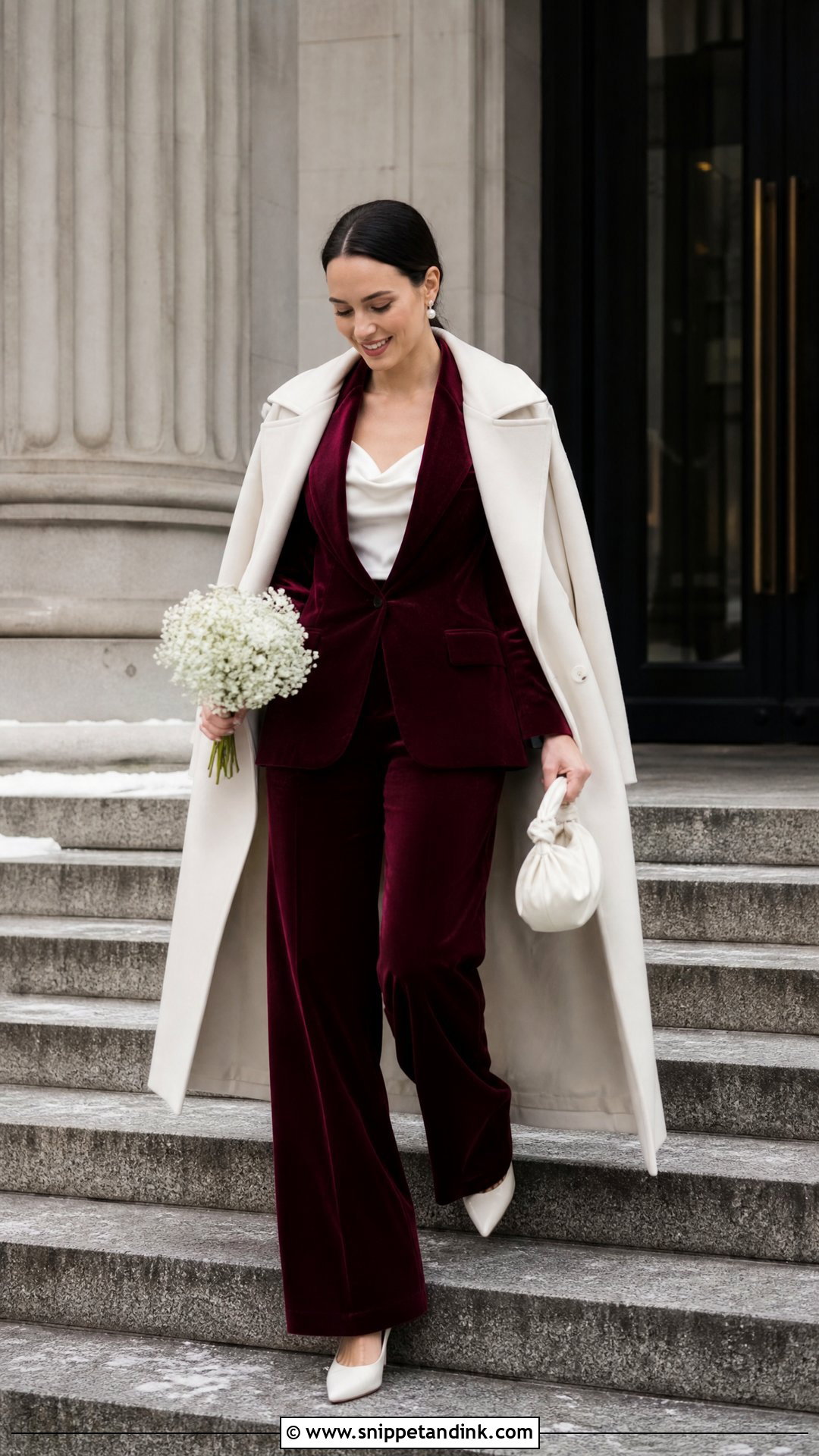 Burgundy Velvet Civil Wedding Suit - Snippet and Ink - 20 Winter Civil Wedding Dress Ideas