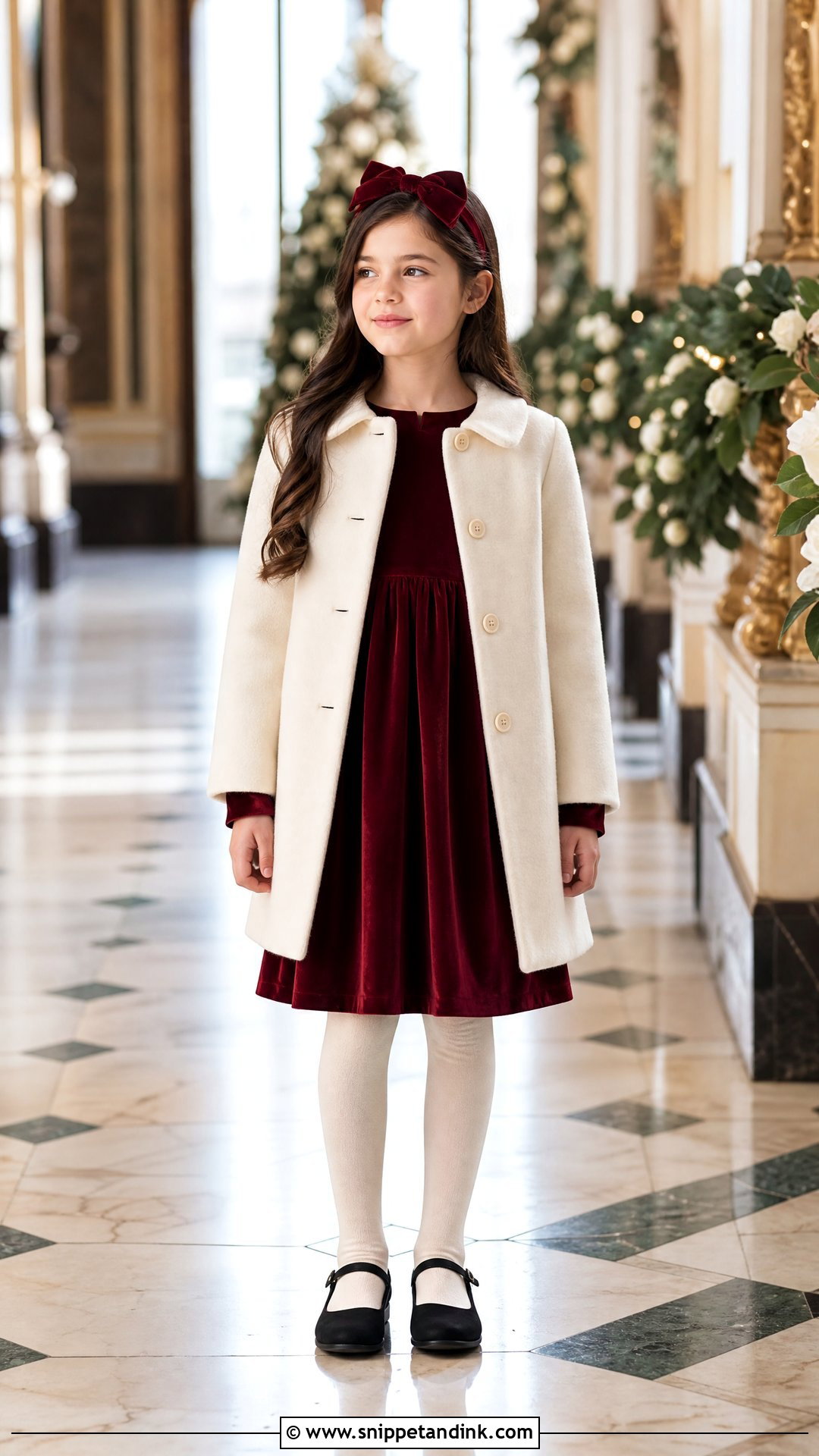Burgundy Velvet Girl Wedding Outfit - Snippet and Ink - 20 Girl Kids Wedding Outfits