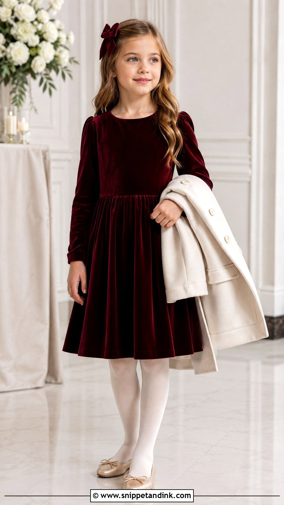 Burgundy Velvet Girls Wedding Dress - Snippet and Ink - 20 Girls Kids Wedding Dresses