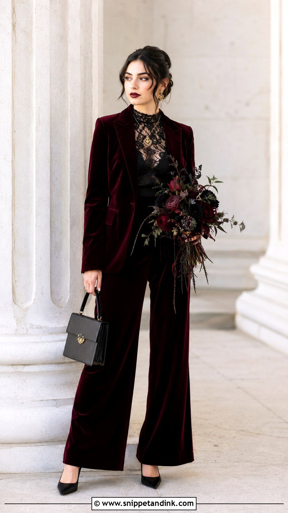 Burgundy Velvet Gothic Wedding Suit - Snippet and Ink - 20 Gothic Wedding Suit Ideas