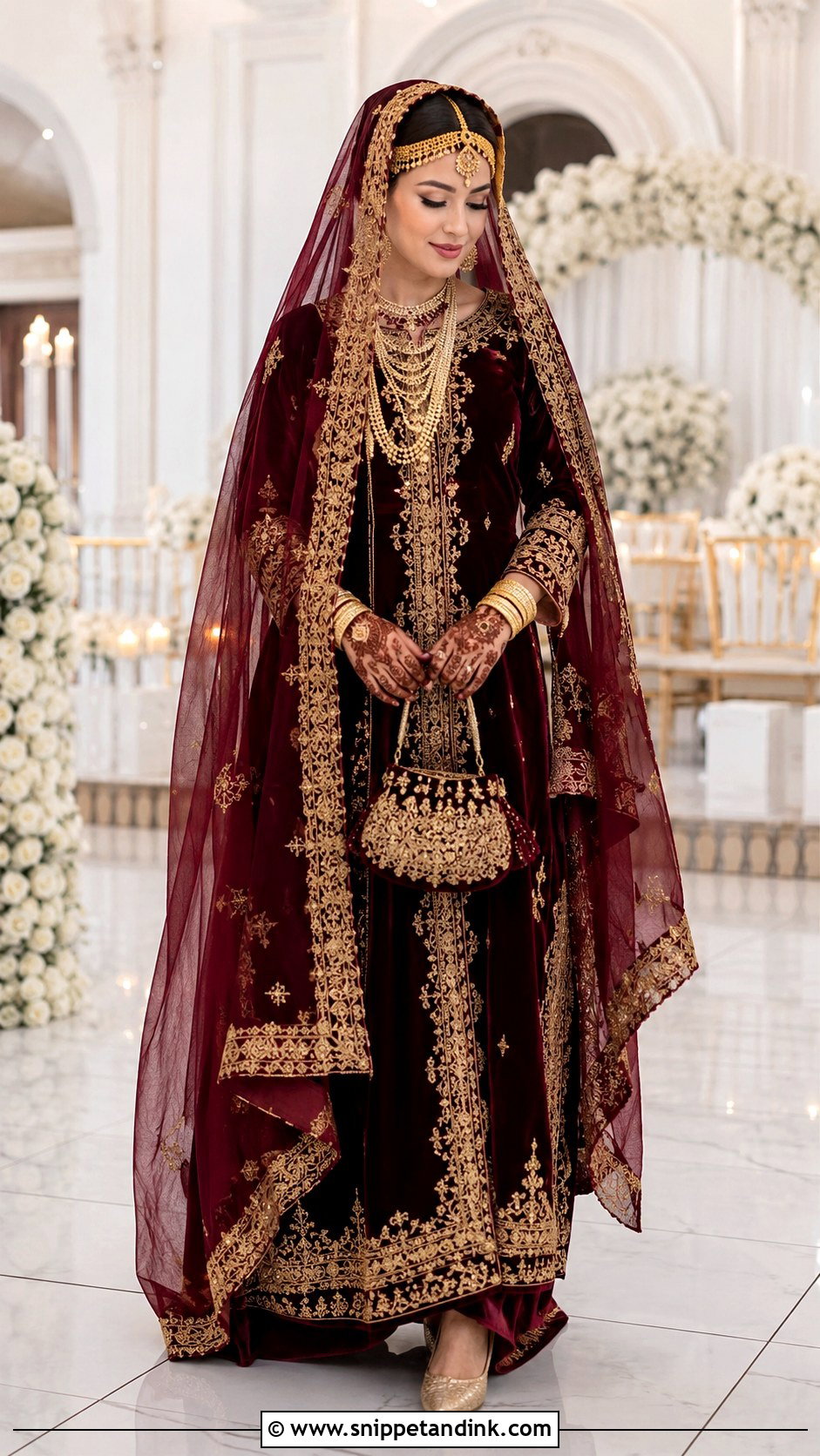 Burgundy Velvet Kanuri Bridal Outfit - Snippet and Ink - 20 Kanuri Bride Ideas