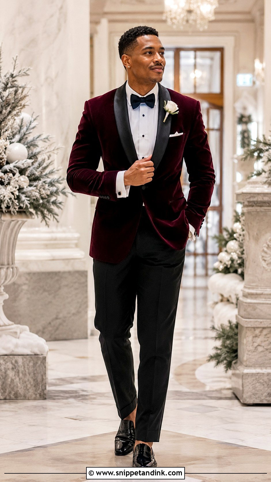 Burgundy Velvet Masc Wedding Tuxedo - Snippet and Ink - 20 Masc Wedding Dress Ideas